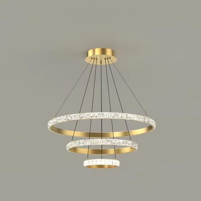 Bacowikin Modern 3Rings Dimmable Gold Pendant Light APP Controlled NEW
