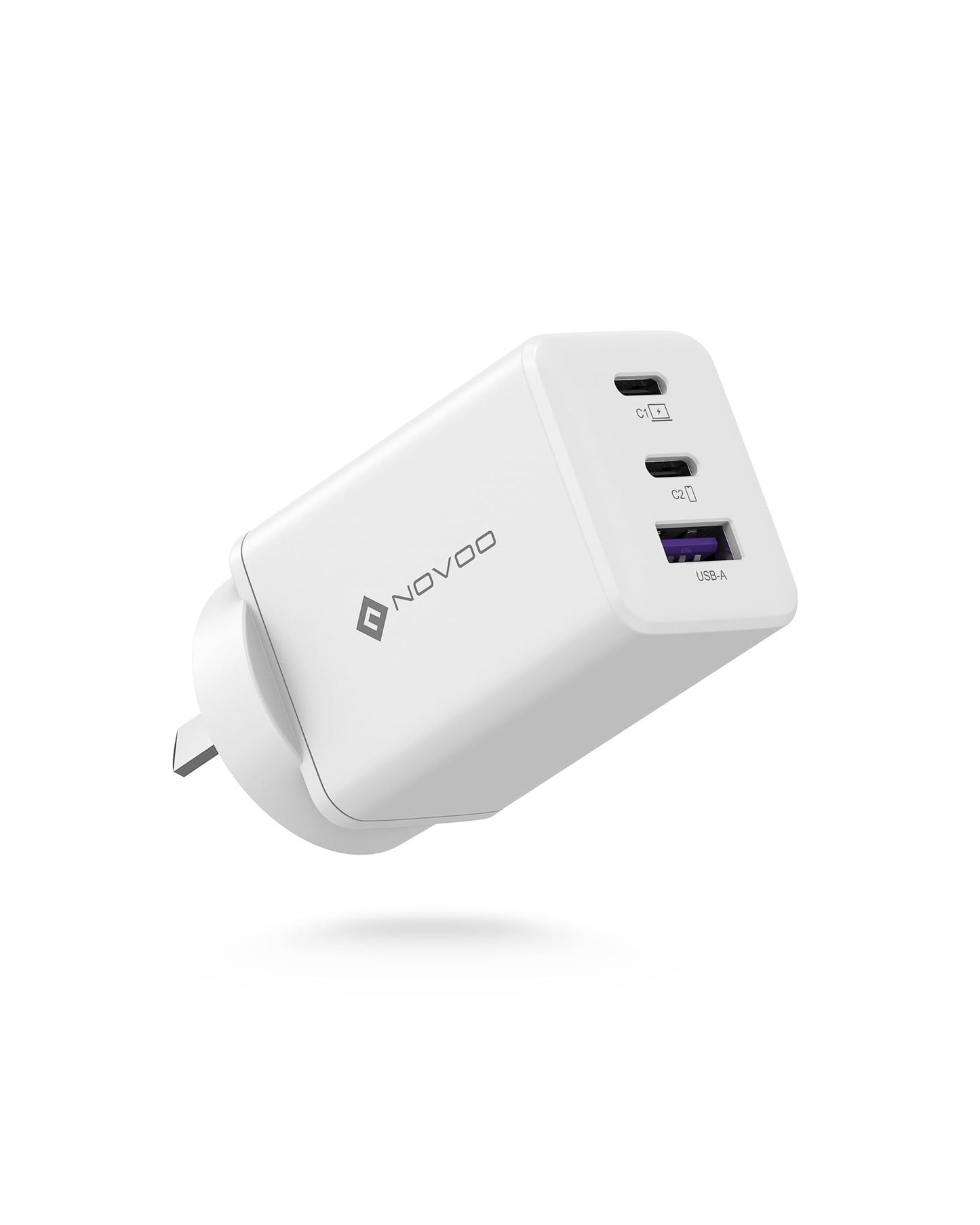 NOVOO 67W USB C Fast Charger Block with 3 Ports, PD 3.0 & PPS, GaN III White NEW