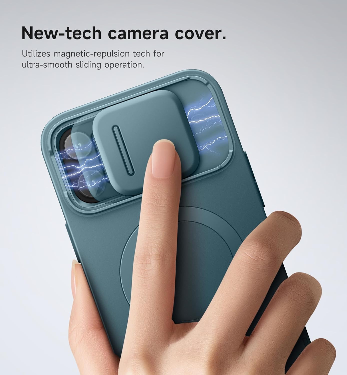 SURITCH Magnetic Camera Slide Cover Case for iPhone 13 Pro Max 12 Lake Green NEW
