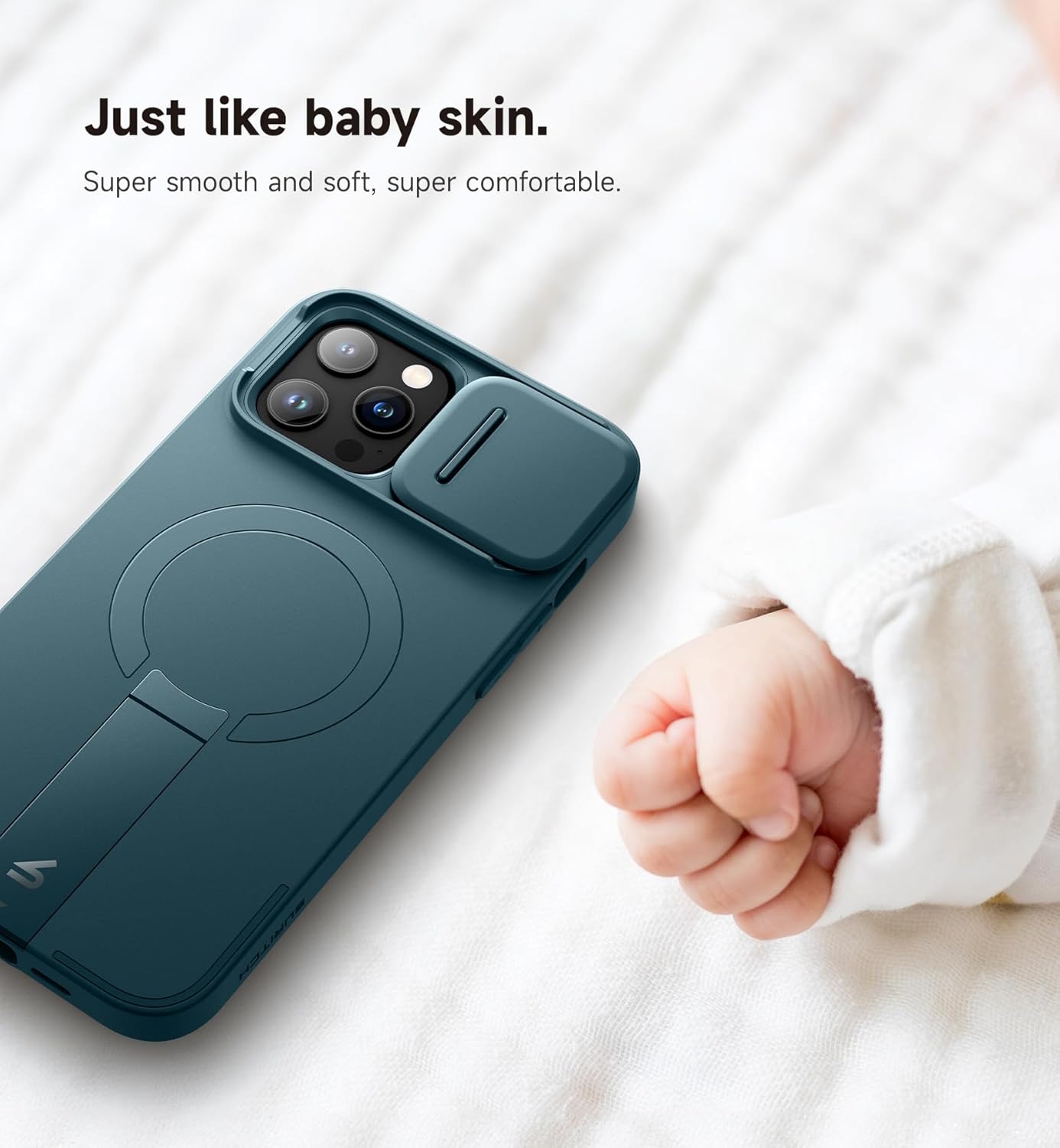 SURITCH Magnetic Camera Slide Cover Case for iPhone 13 Pro Max 12 Lake Green NEW