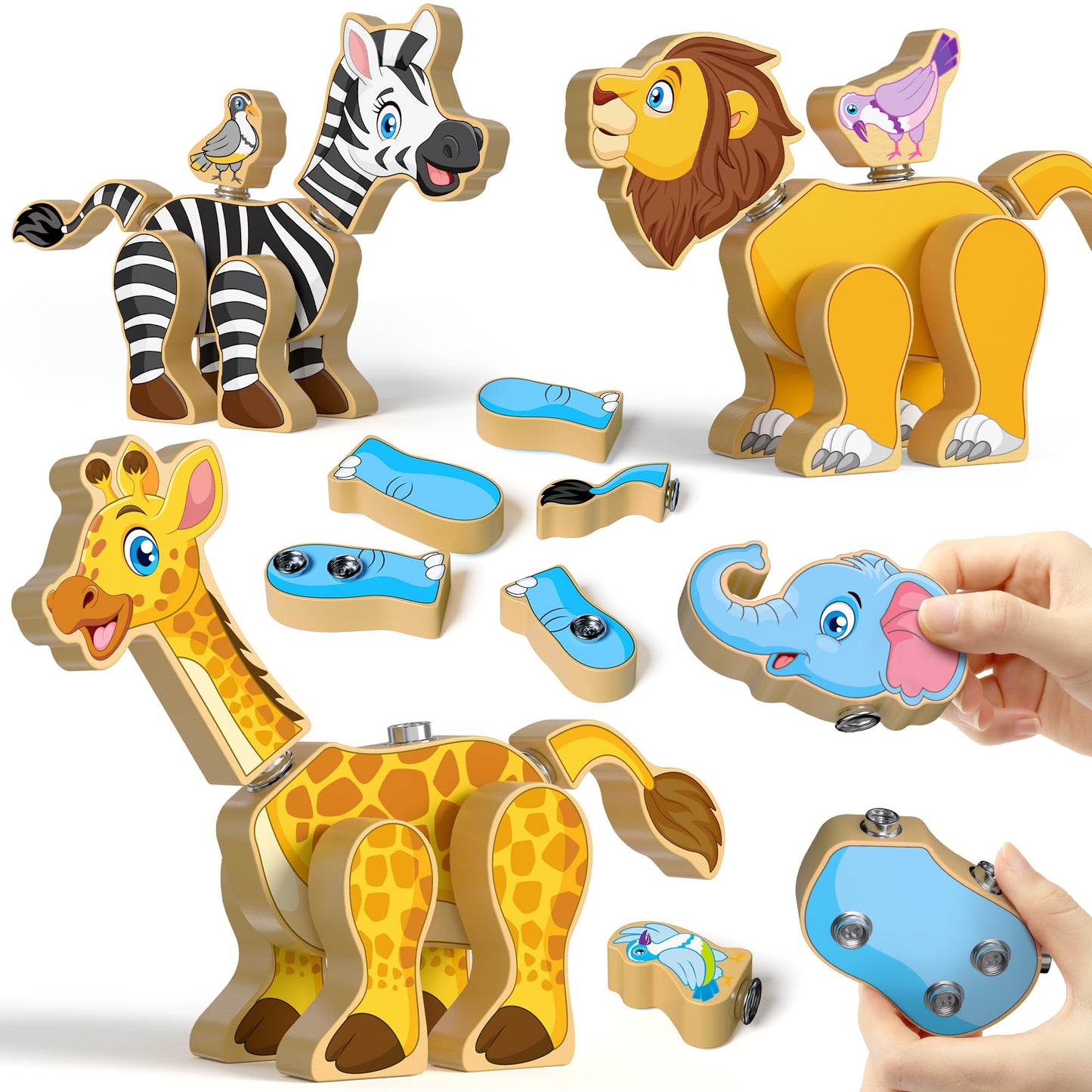 Coogam Wooden Snap Together Building Toy Take Apart Construction Builders 2 NEW