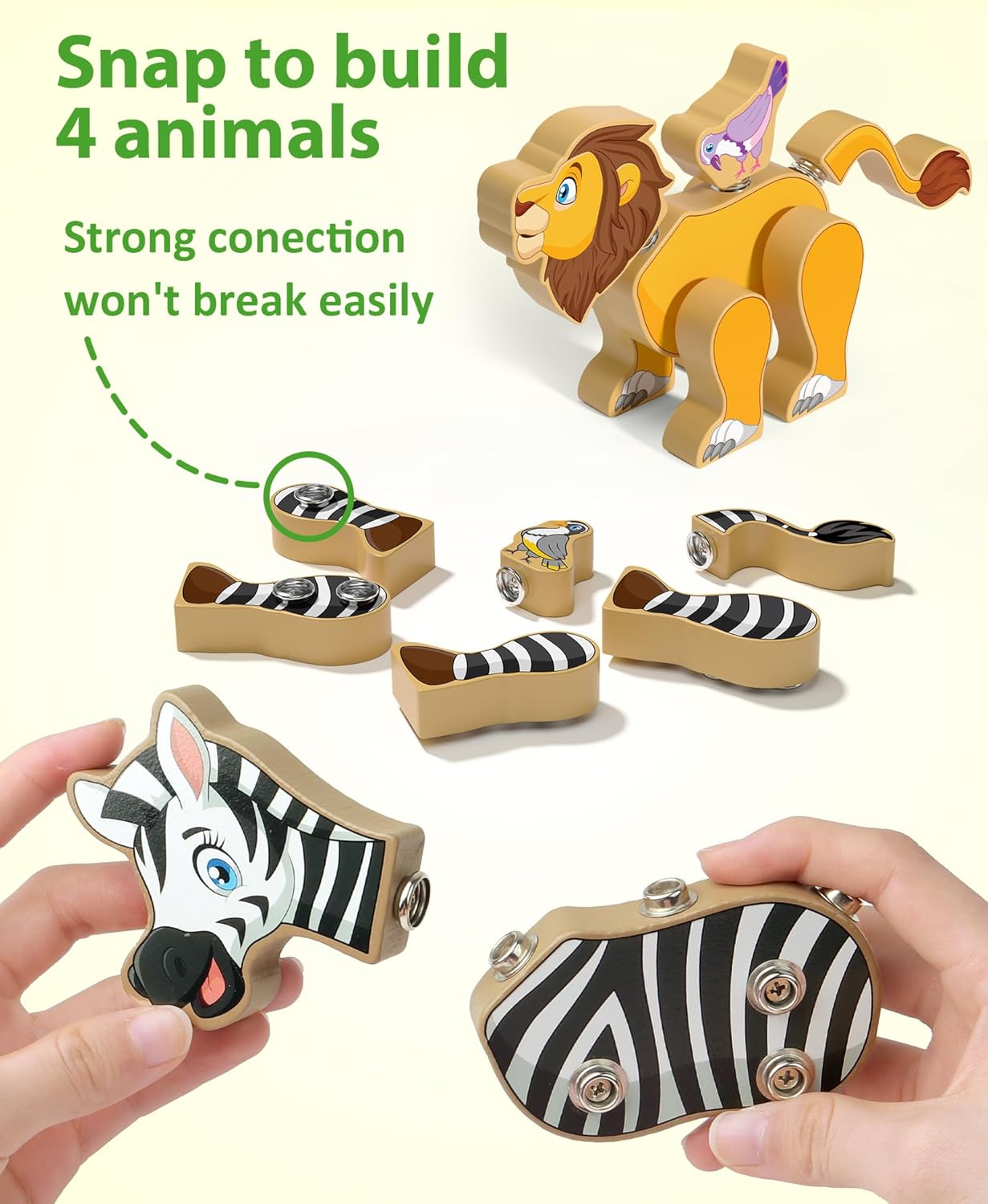 Coogam Wooden Snap Together Building Toy Take Apart Construction Builders 2 NEW