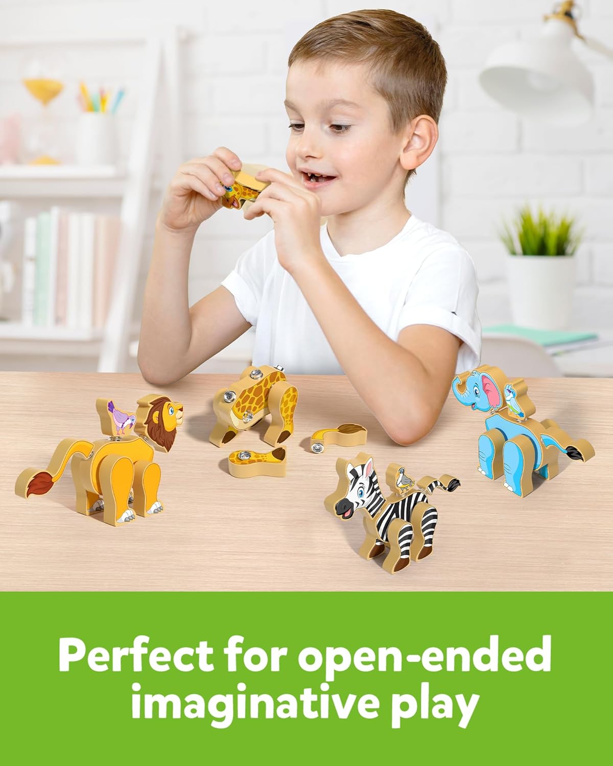 Coogam Wooden Snap Together Building Toy Take Apart Construction Builders 2 NEW