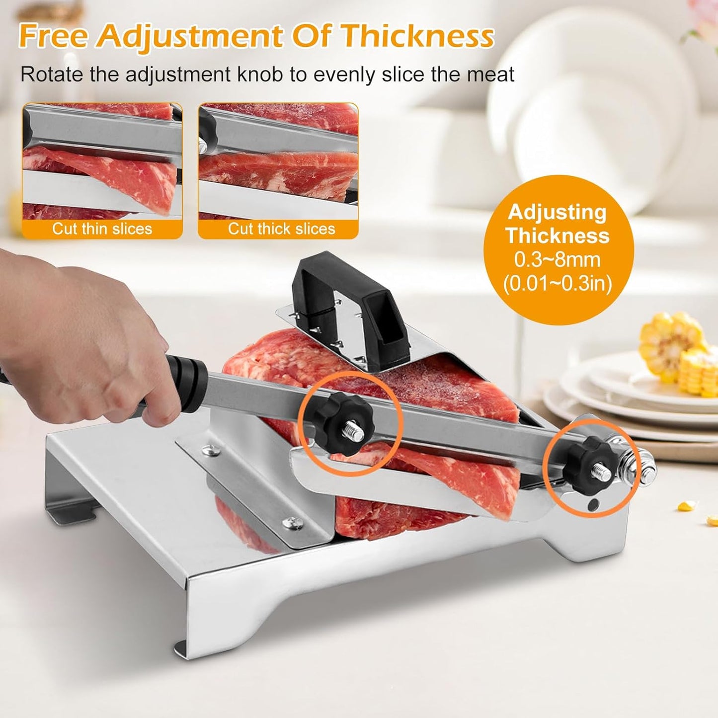 ZYNTM Manual Frozen Meat Slicer Stainless Steel Beef Machine Labor Saving NEW