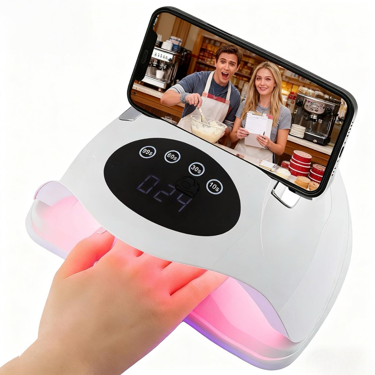 AYOCULTURE 72 LED UV Nail Lamp with Phone Holder, Curing White for Salon DEMO