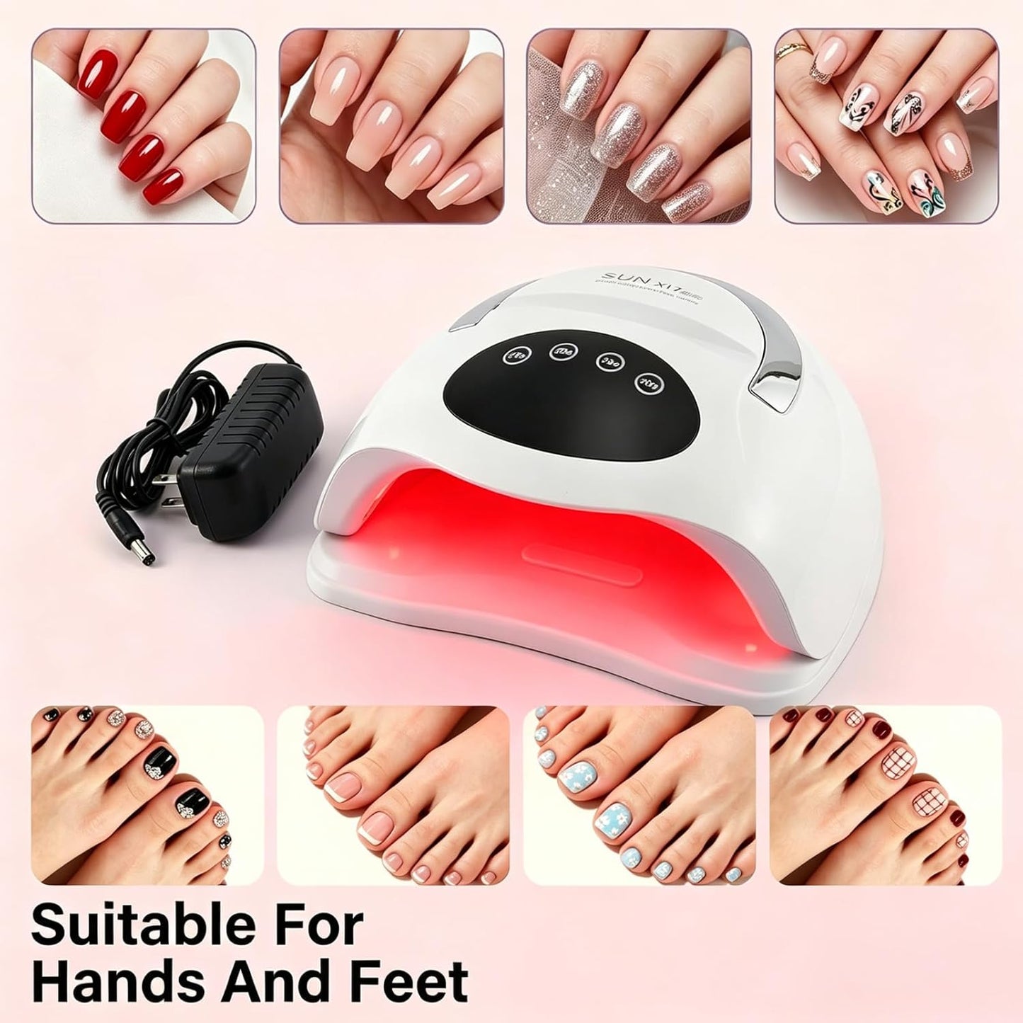 AYOCULTURE 72 LED UV Nail Lamp with Phone Holder, Curing White for Salon DEMO