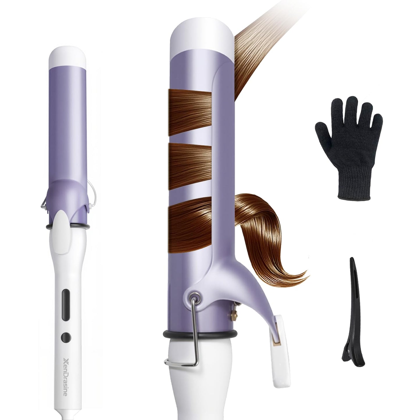 XenDrasine 40mm Purple Curling Tongs for Medium & Long Hair, 1.57in DEMO