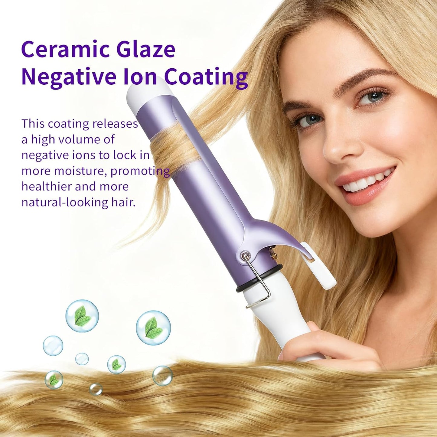 XenDrasine 40mm Purple Curling Tongs for Medium & Long Hair, 1.57in DEMO
