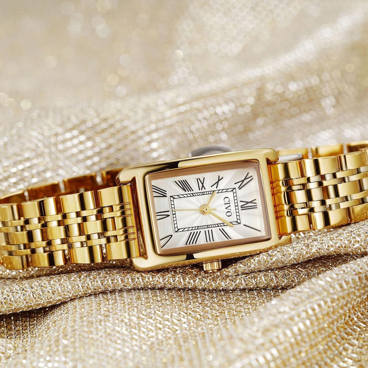 CIVO Analog Rectangle Face Luxury Stainless Steel Wrist Watches for Women NEW