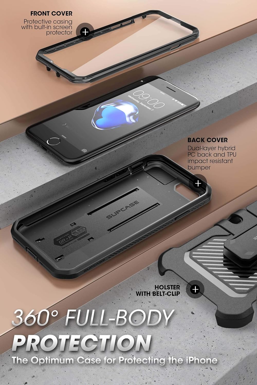 SUPCASE Basic Cases for iPhone SE 3rd/2nd Gen, 7/8 - Black Protective DEMO