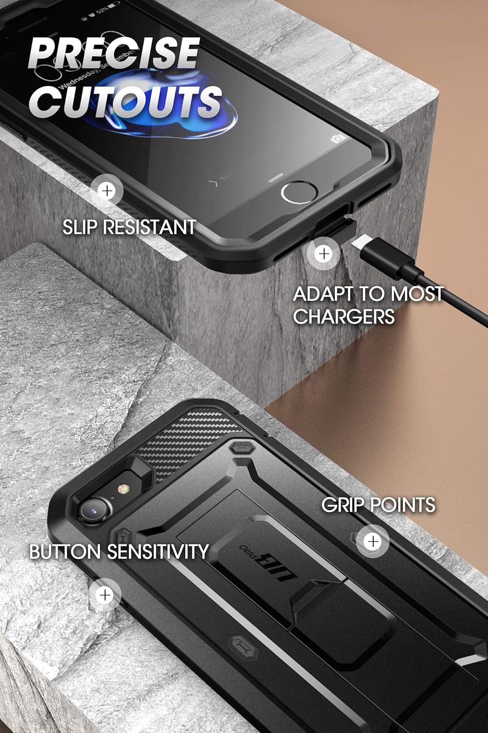 SUPCASE Basic Cases for iPhone SE 3rd/2nd Gen, 7/8 - Black Protective DEMO