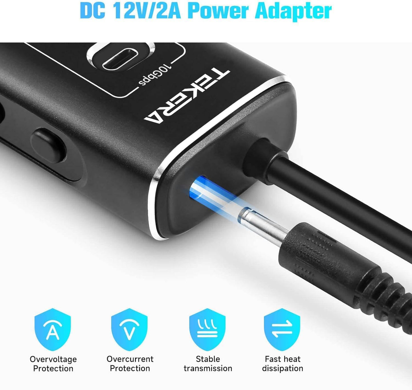 TEKERA 7-Port USB 3.2 Gen 2 Hub with 10Gbps USB-A and USB-C Ports, Black NEW