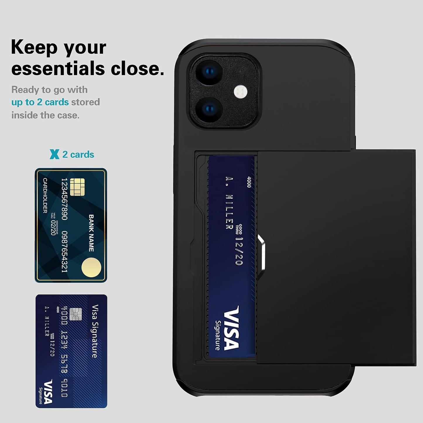 Asuwish Phone Case for iPhone 11 with Tempered Glass Screen Protector Black NEW