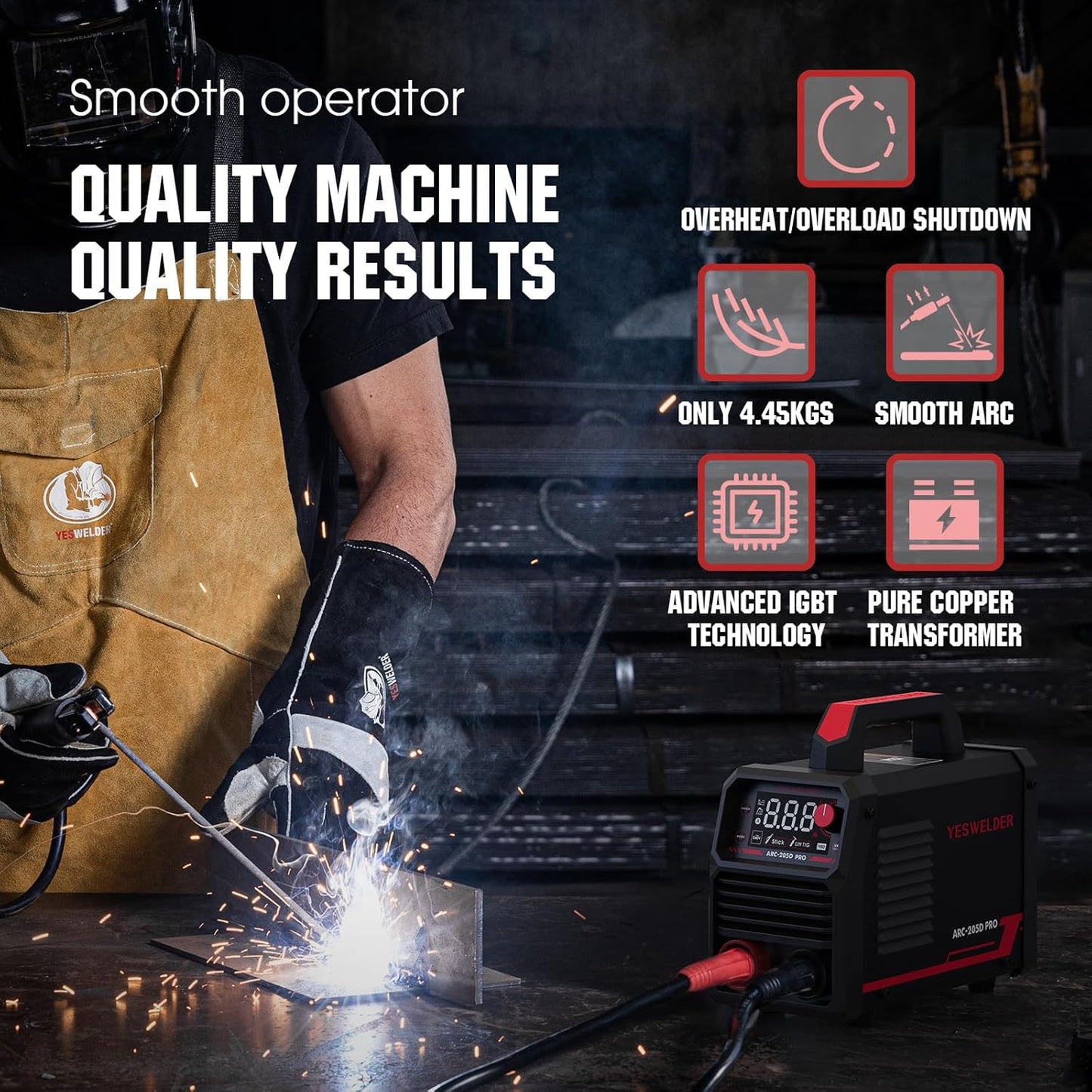 YESWELDER 205Amp Digital Inverter IGBT Stick Welder with Large LED Display DEMO