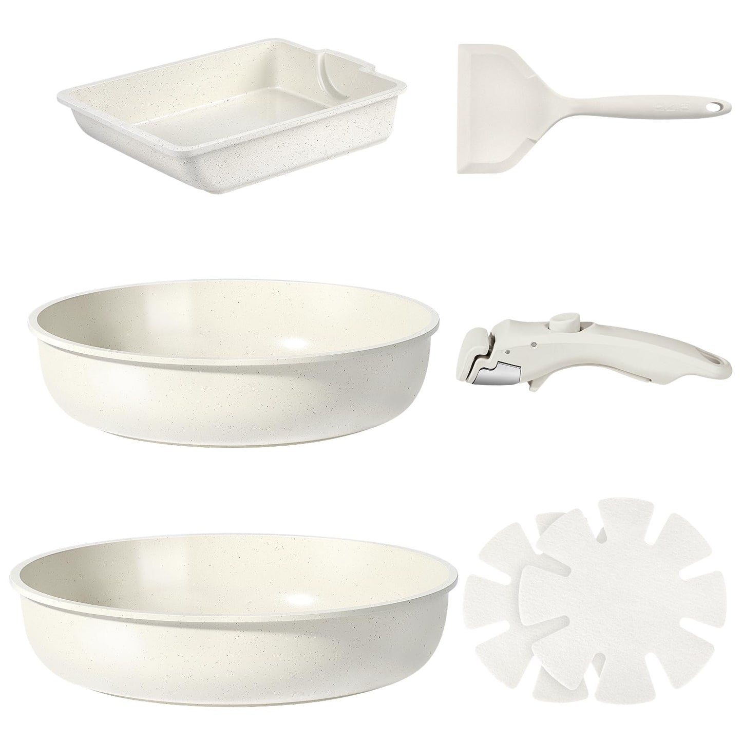 GiPP Ceramic Pot and Pan Set Non-Stick Cookware with Detachable Handle 7PCS NEW