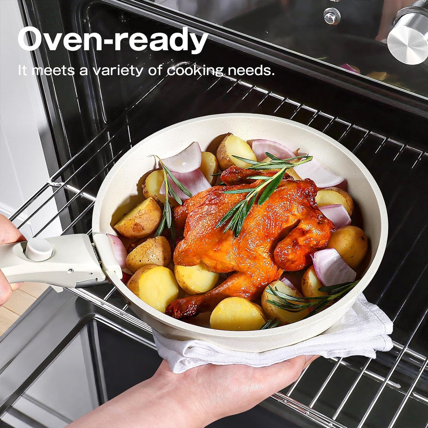 GiPP Ceramic Pot and Pan Set Non-Stick Cookware with Detachable Handle 7PCS NEW