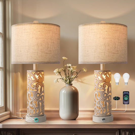 Apsung Beige Touch Control Table Lamps Set of 2 with Dual Light Modes NEW