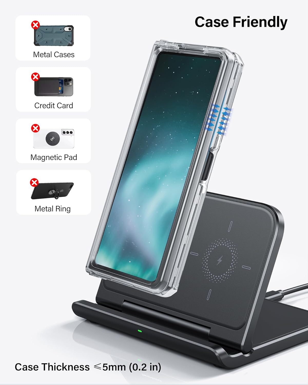 SwanScout Foldable Wireless Charging Station for Samsung Z Fold 7 Black NEW