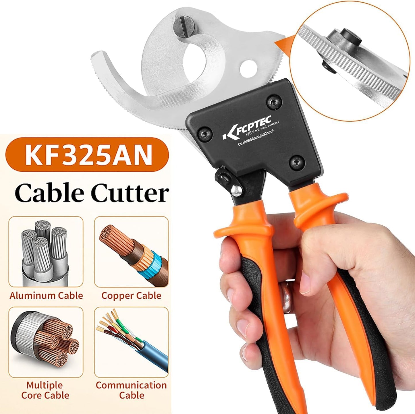 KF CPTEC Heavy Duty Ratcheting Cable Cutter for Copper & Aluminium Wires DEMO