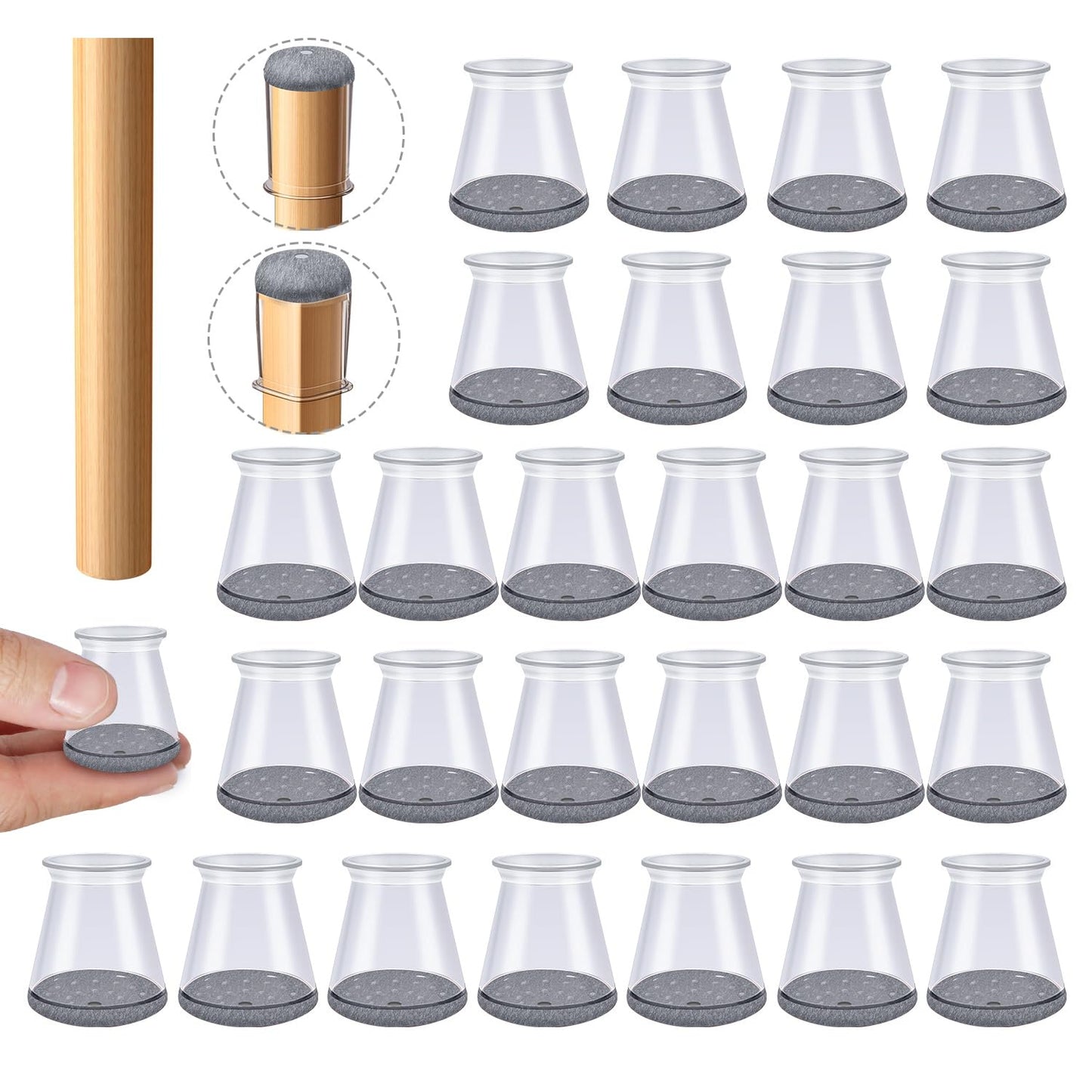 OASMU Silicone Felt Furniture Leg Protectors for Hardwood Floors Clear DEMO