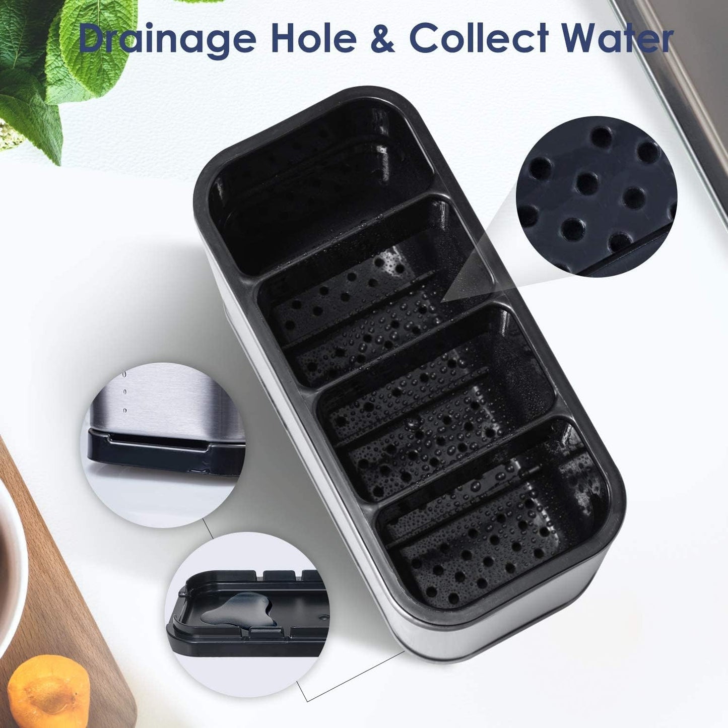 PENGQIMM Stainless Steel Utensil Holder 4 Cells Kitchen Cutlery Organizer DEMO