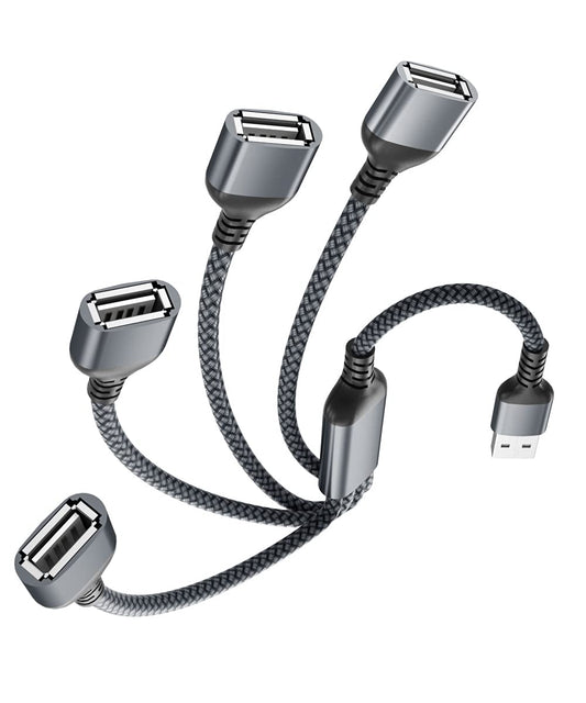 Elebase USB Splitter Y Cable Charger for PS5 Pro/Slim USBA Extension Grey NEW