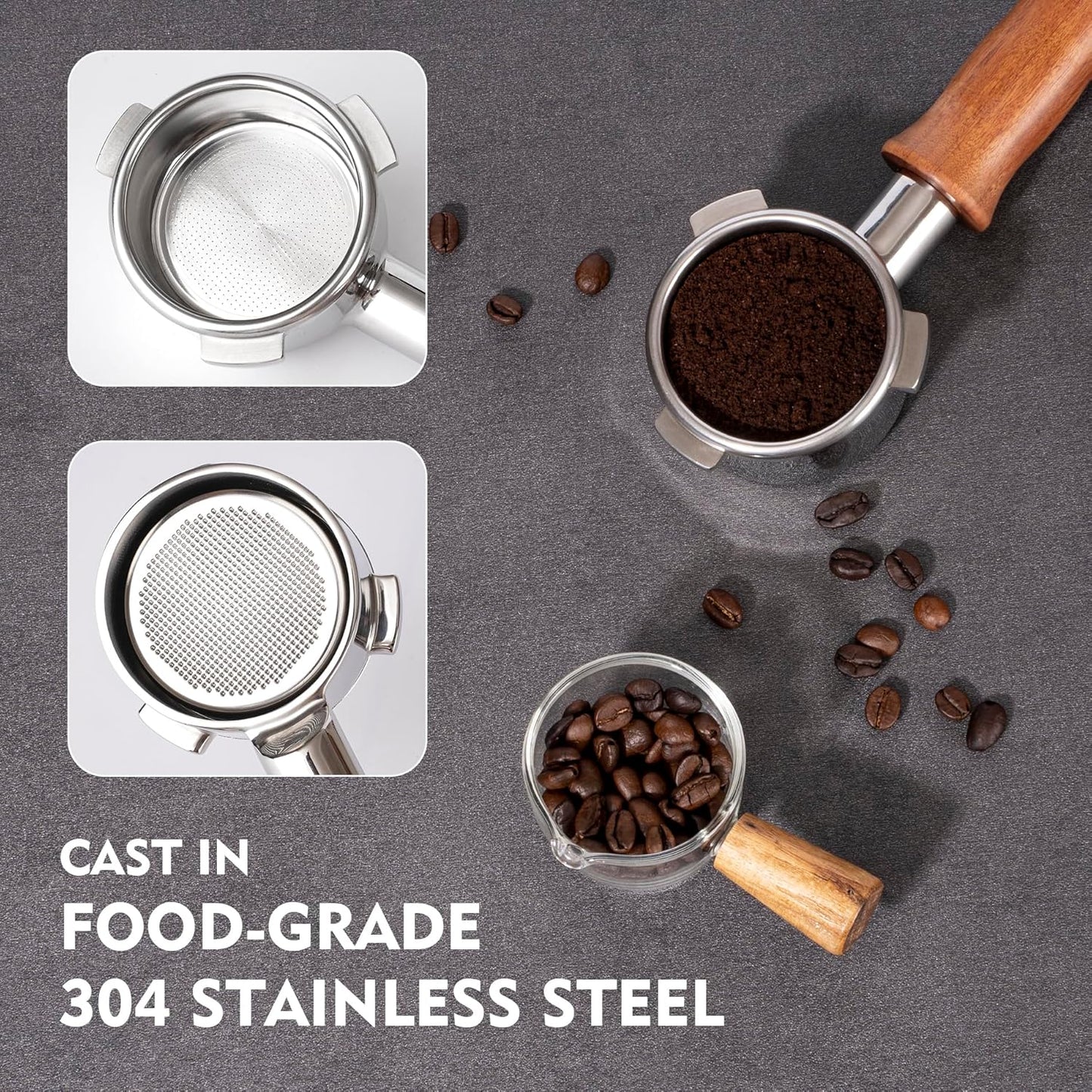 RECAPS Bottomless Portafilter Coffee Filter Basket Included Stainless Steel NEW