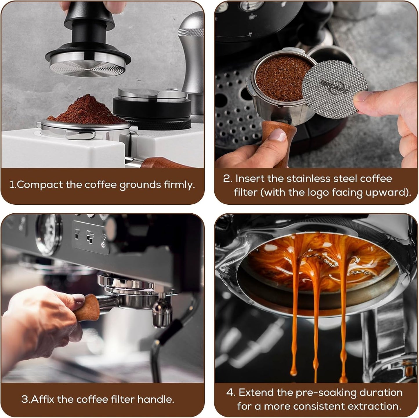RECAPS Bottomless Portafilter Coffee Filter Basket Included Stainless Steel NEW