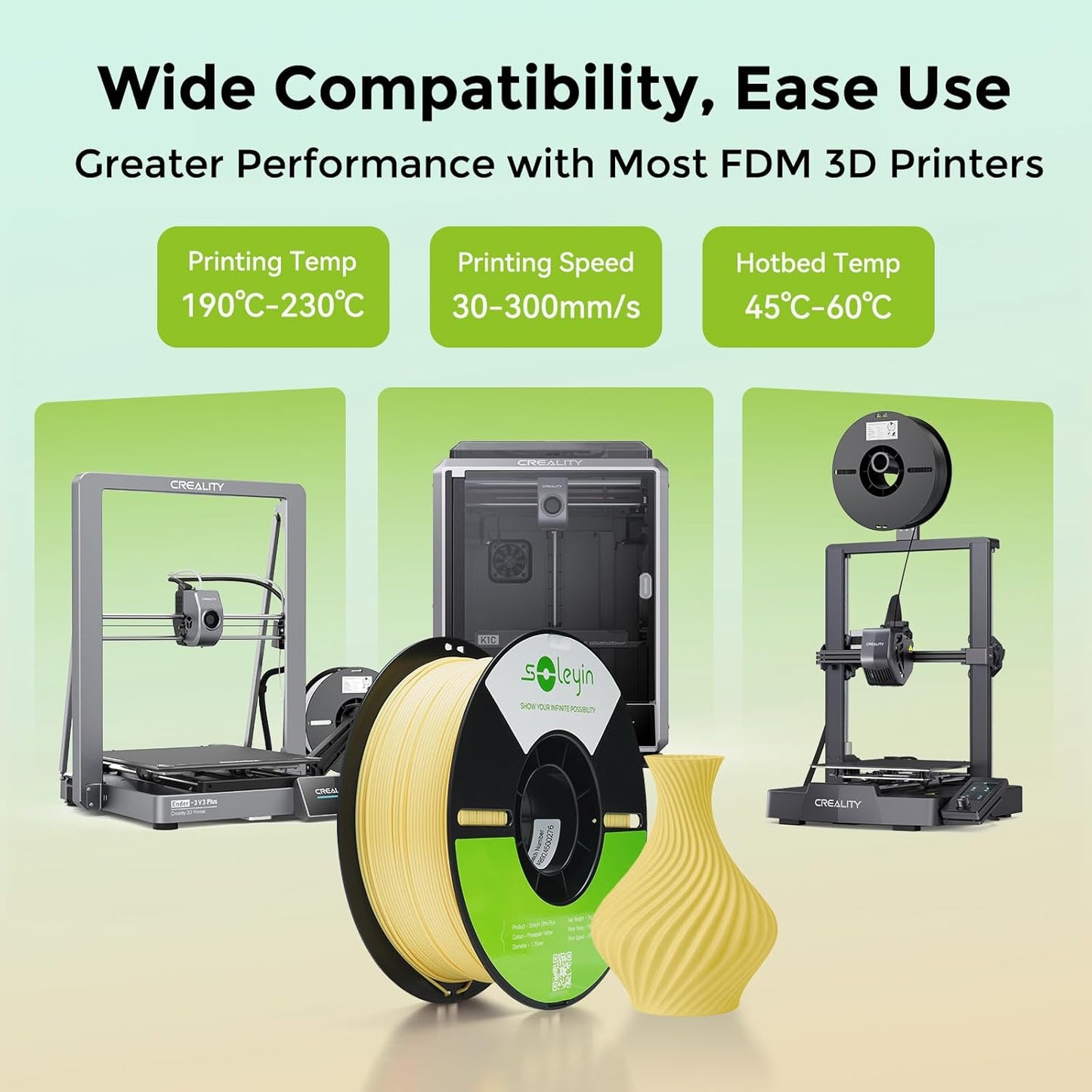 SOLEYIN 3D Printer Filament Ultra PLA High Speed Printing Yellow NEW