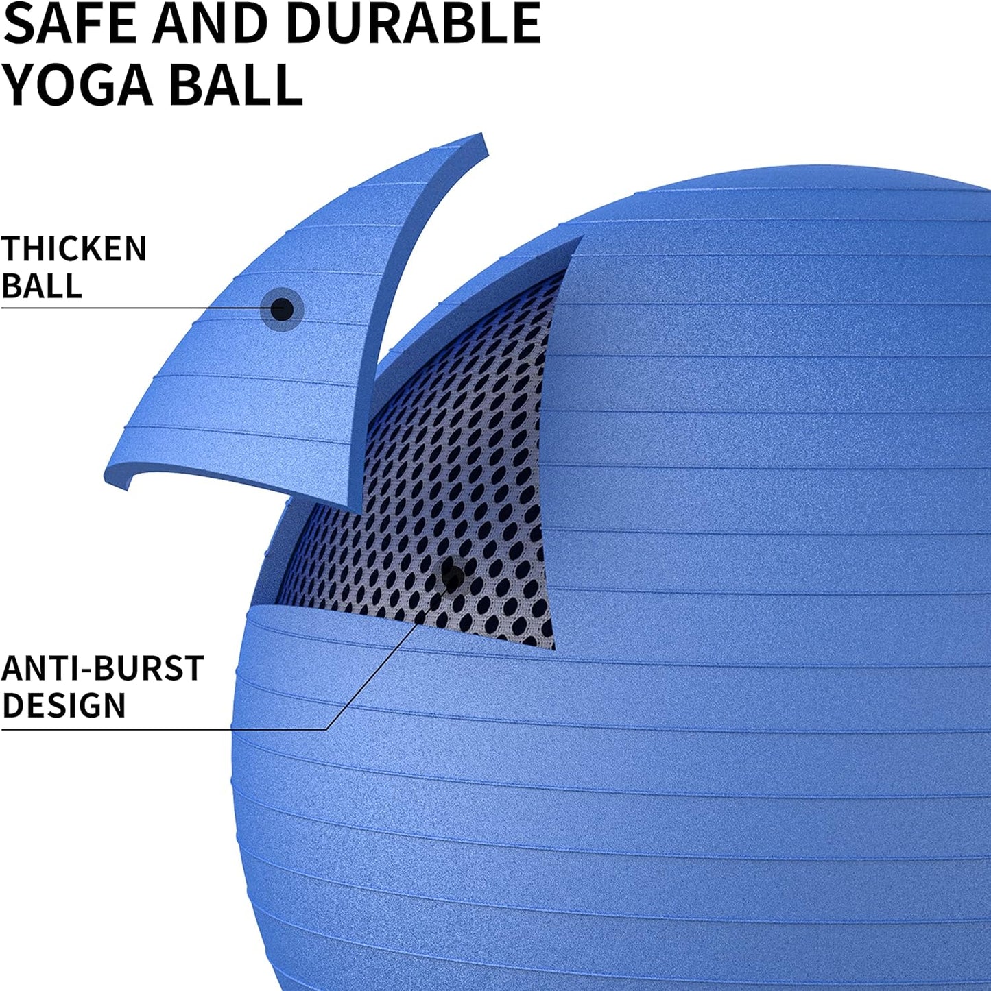 PROIRON 2-in-1 Yoga Ball and Pilates Chair Set, Anti-Burst, 55cm Blue DEMO