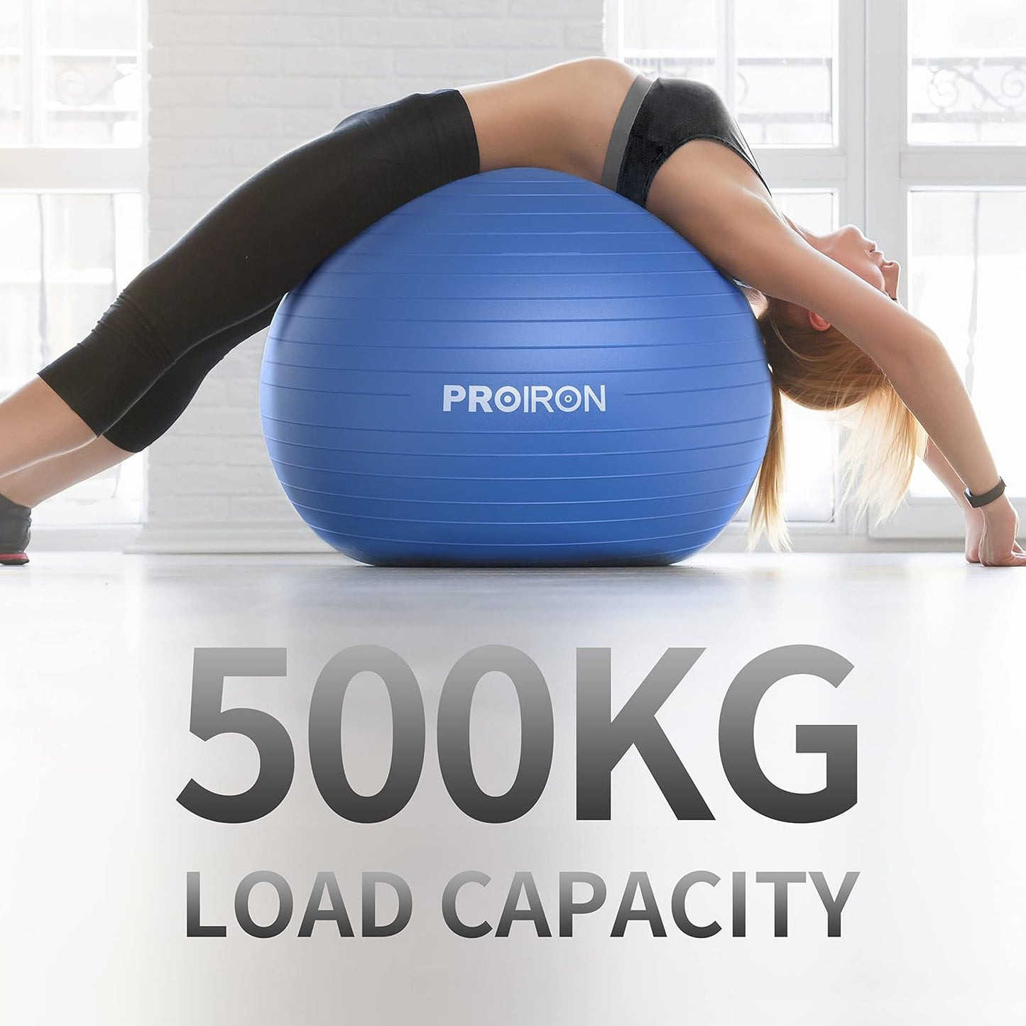 PROIRON 2-in-1 Yoga Ball and Pilates Chair Set, Anti-Burst, 55cm Blue DEMO