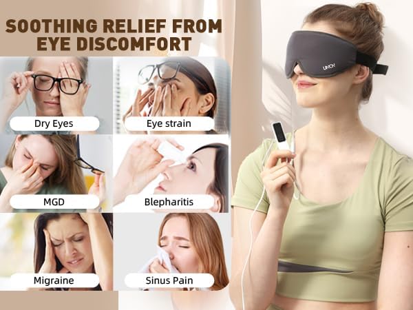 UNCN USB Heated Eye Mask for Dry Syndrome Dark Circles Blepharitis Grey NEW