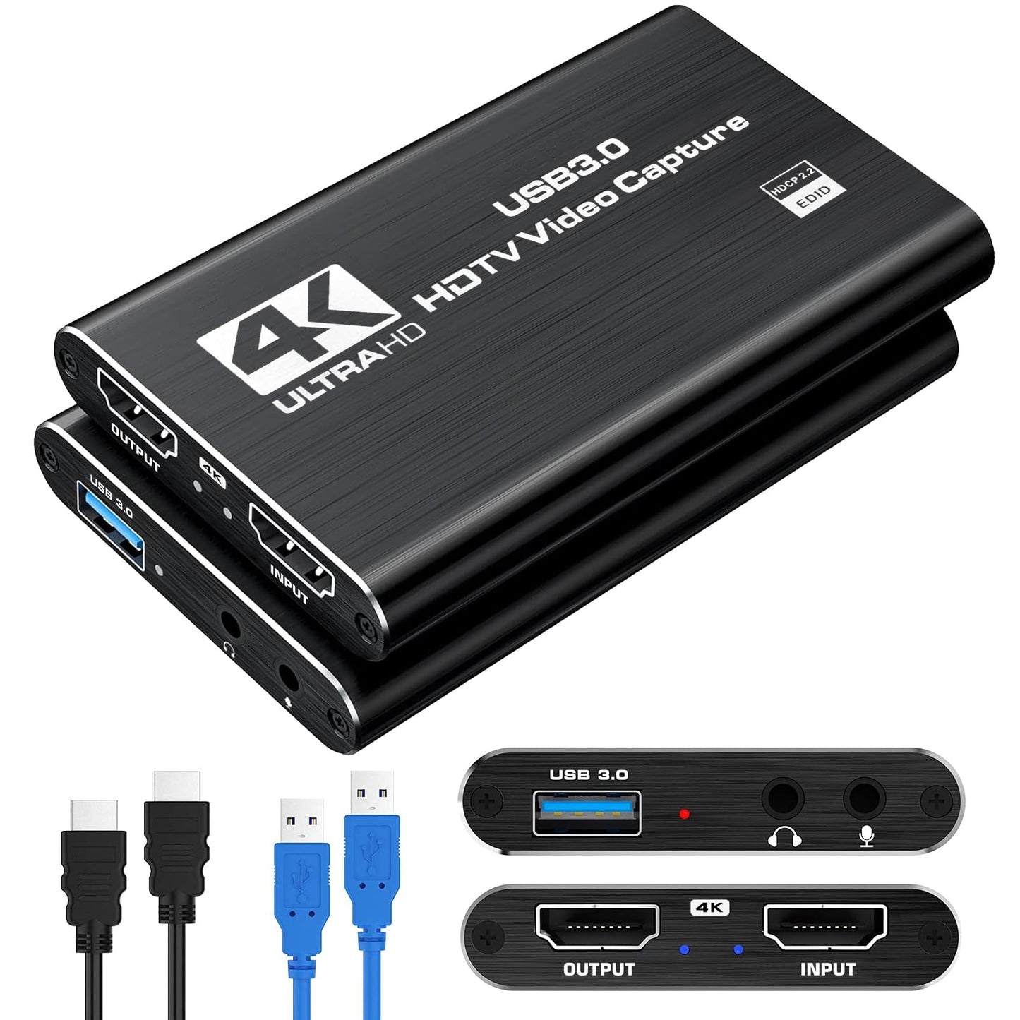 Amtake 4K HDMI Video Capture Card USB 3.0 Converter with Microphone Black DEMO