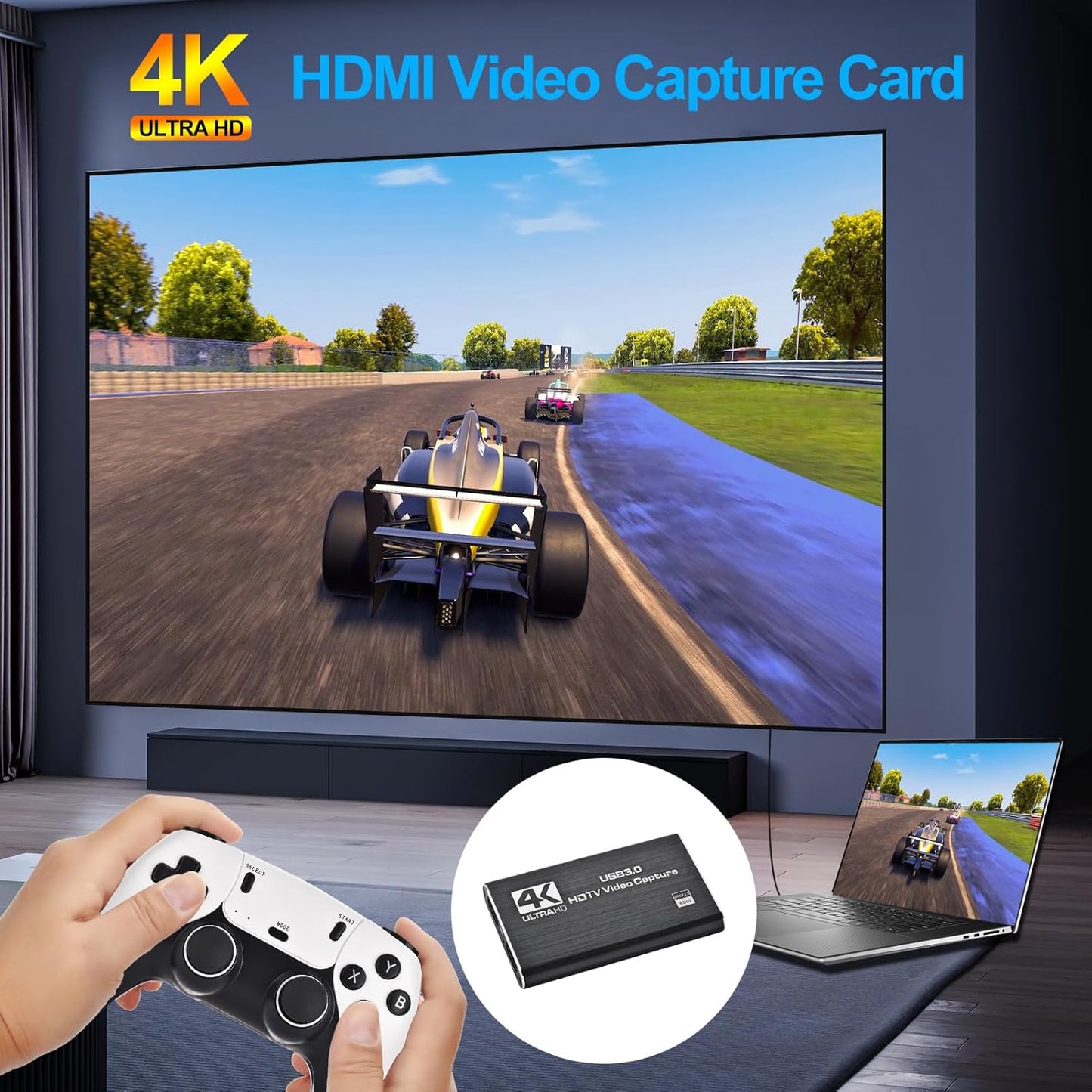 Amtake 4K HDMI Video Capture Card USB 3.0 Converter with Microphone Black DEMO