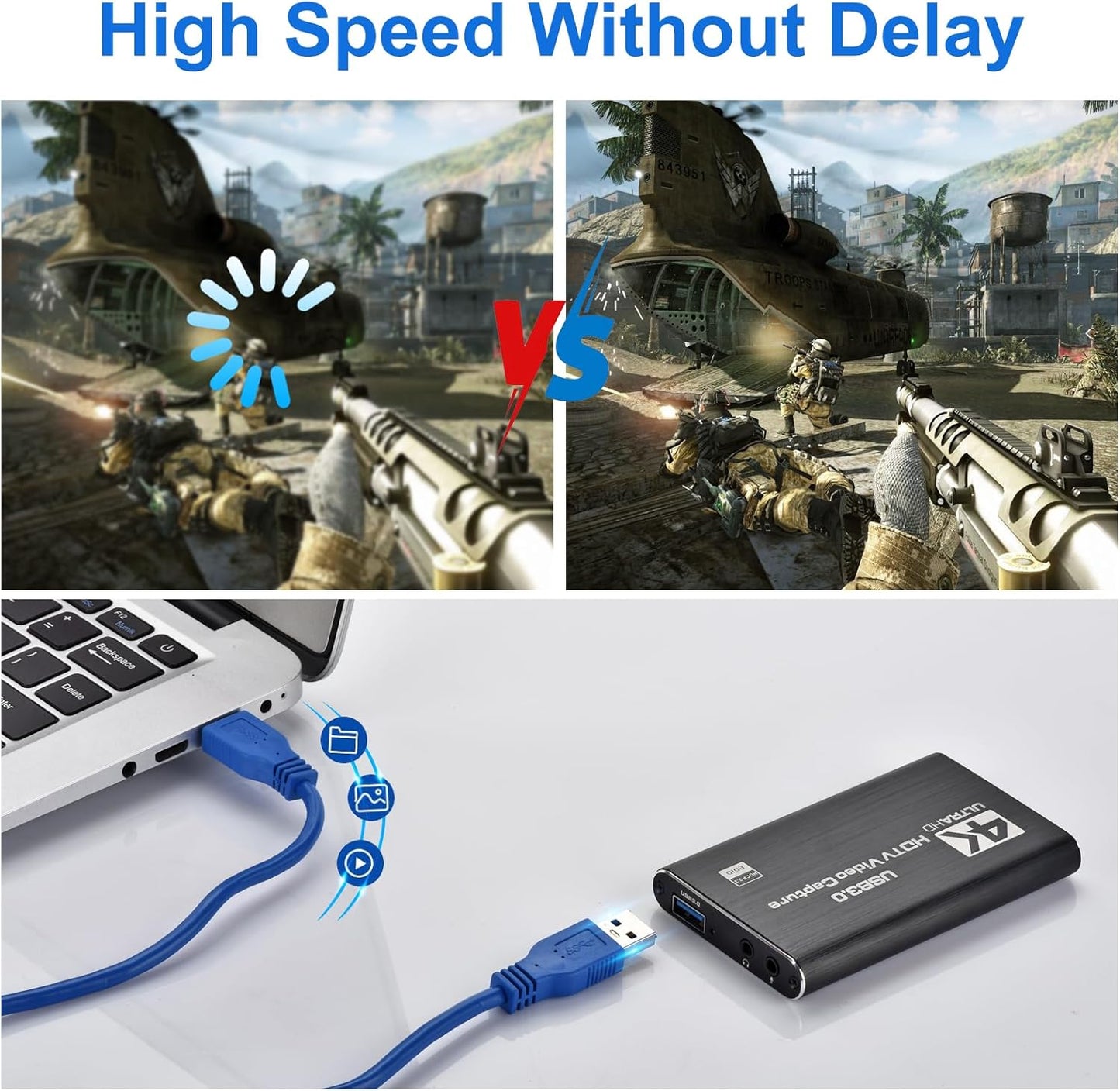 Amtake 4K HDMI Video Capture Card USB 3.0 Converter with Microphone Black DEMO