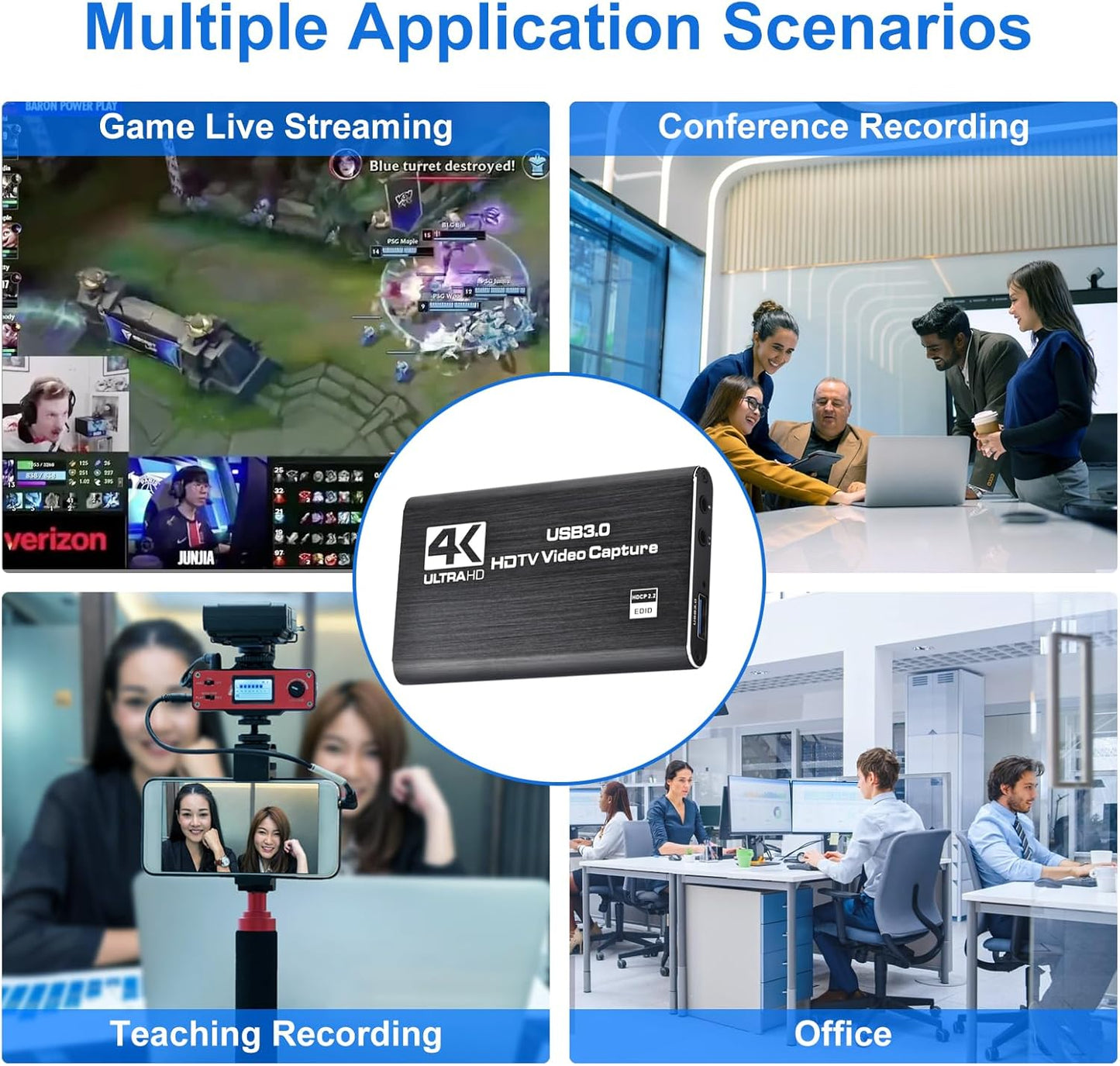 Amtake 4K HDMI Video Capture Card USB 3.0 Converter with Microphone Black DEMO