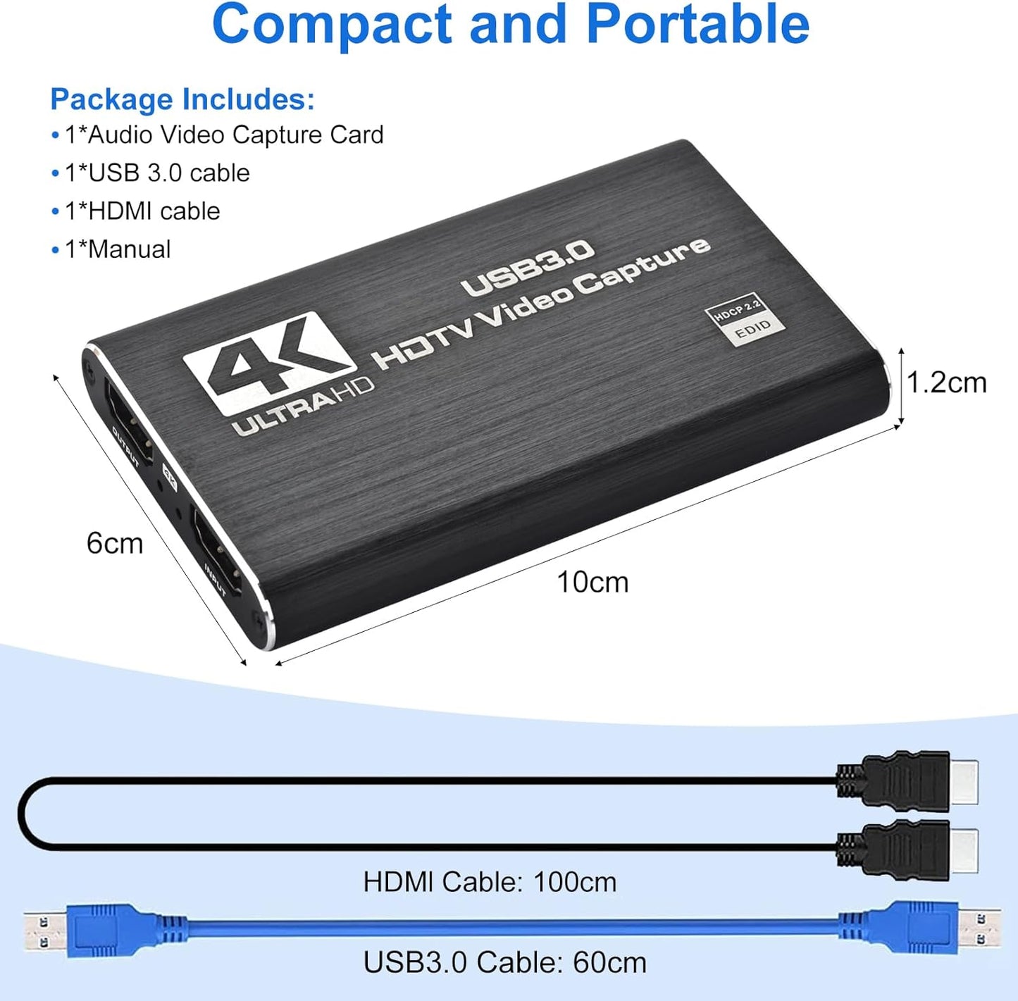 Amtake 4K HDMI Video Capture Card USB 3.0 Converter with Microphone Black DEMO
