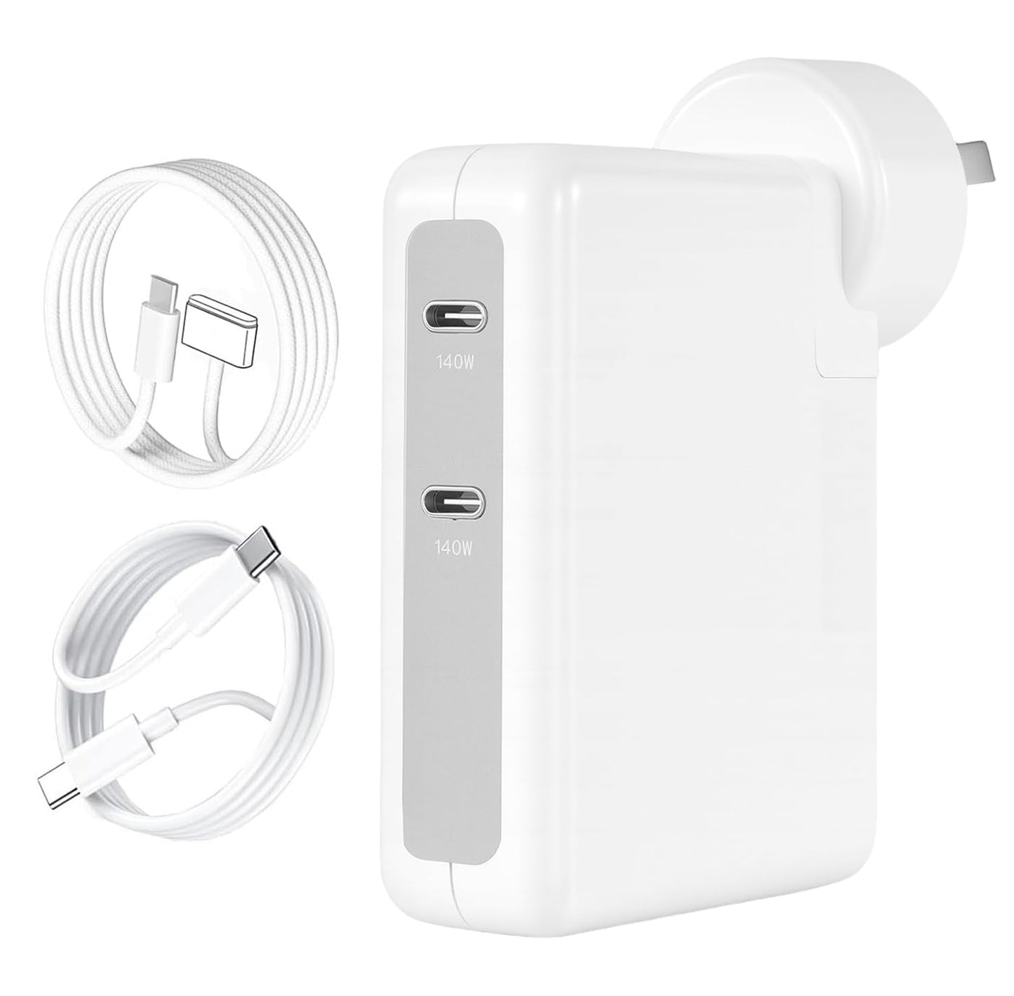 CyperEver 140W Dual USB-C Fast Charger for MacBook Pro, White, 2 Ports DEMO