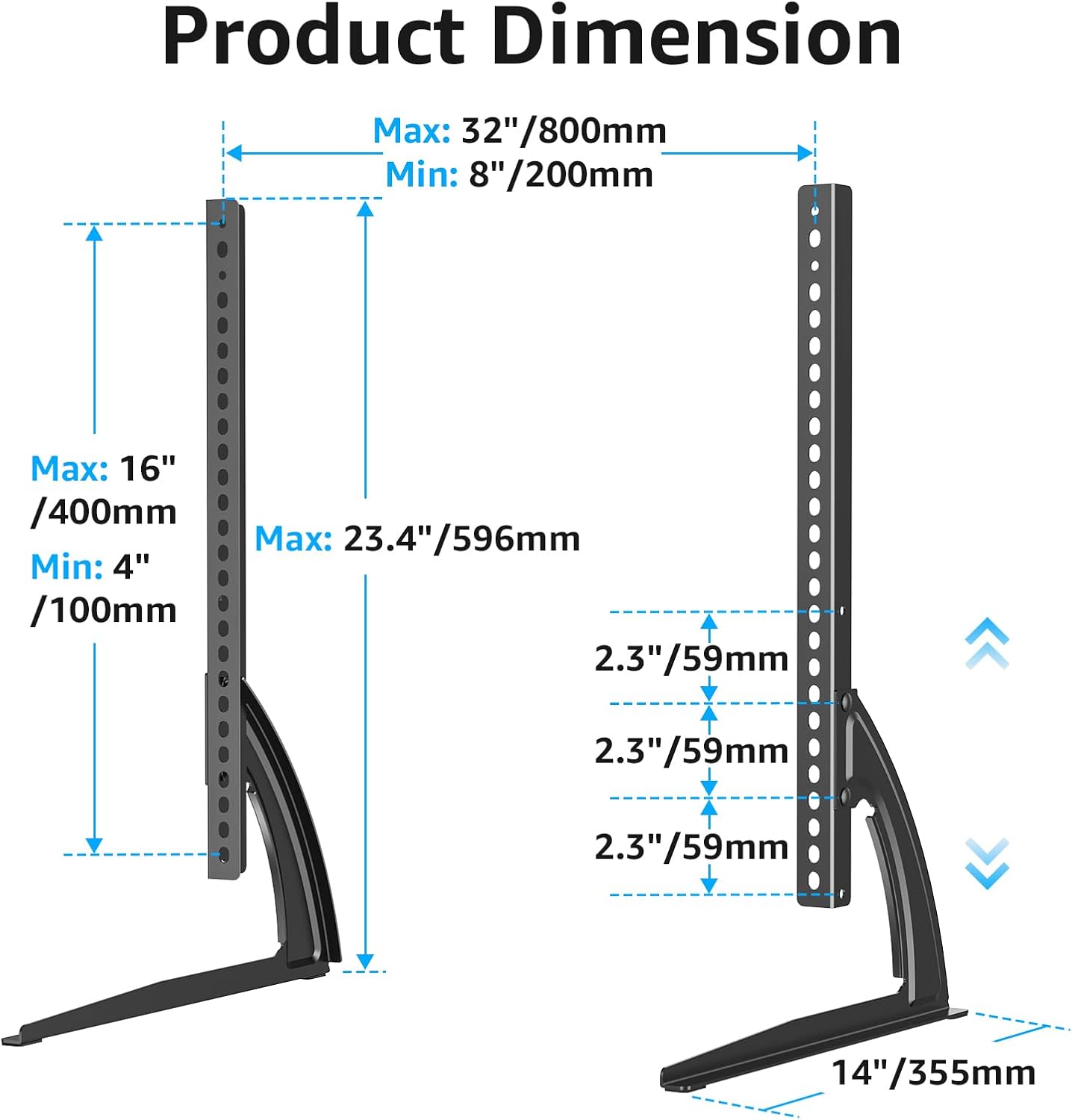 MOUNTUP Universal Table Top TV Stand for 27-55 Inch LCD LED Flat/Curved DEMO