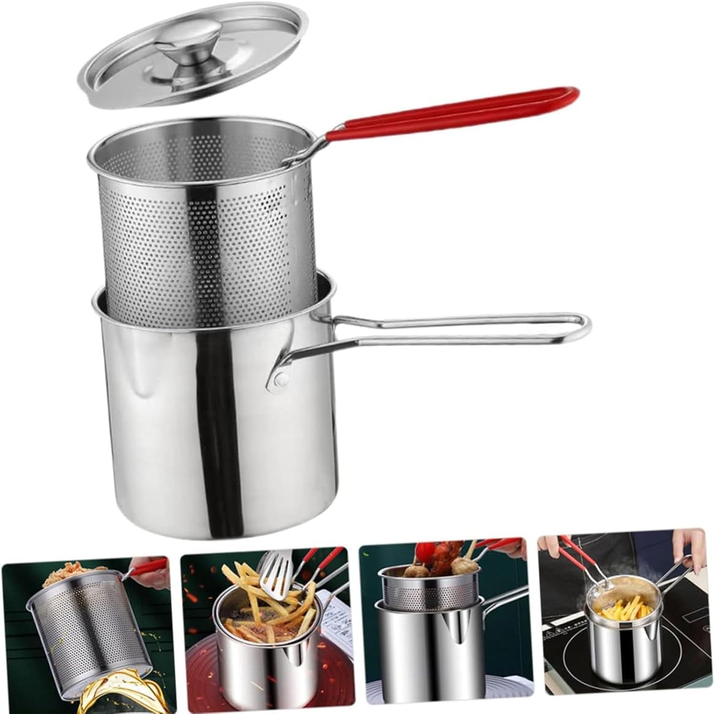 RUNTOO MU Stainless Steel Deep Frying Basket for Kitchen Cooking Pot Mesh DEMO