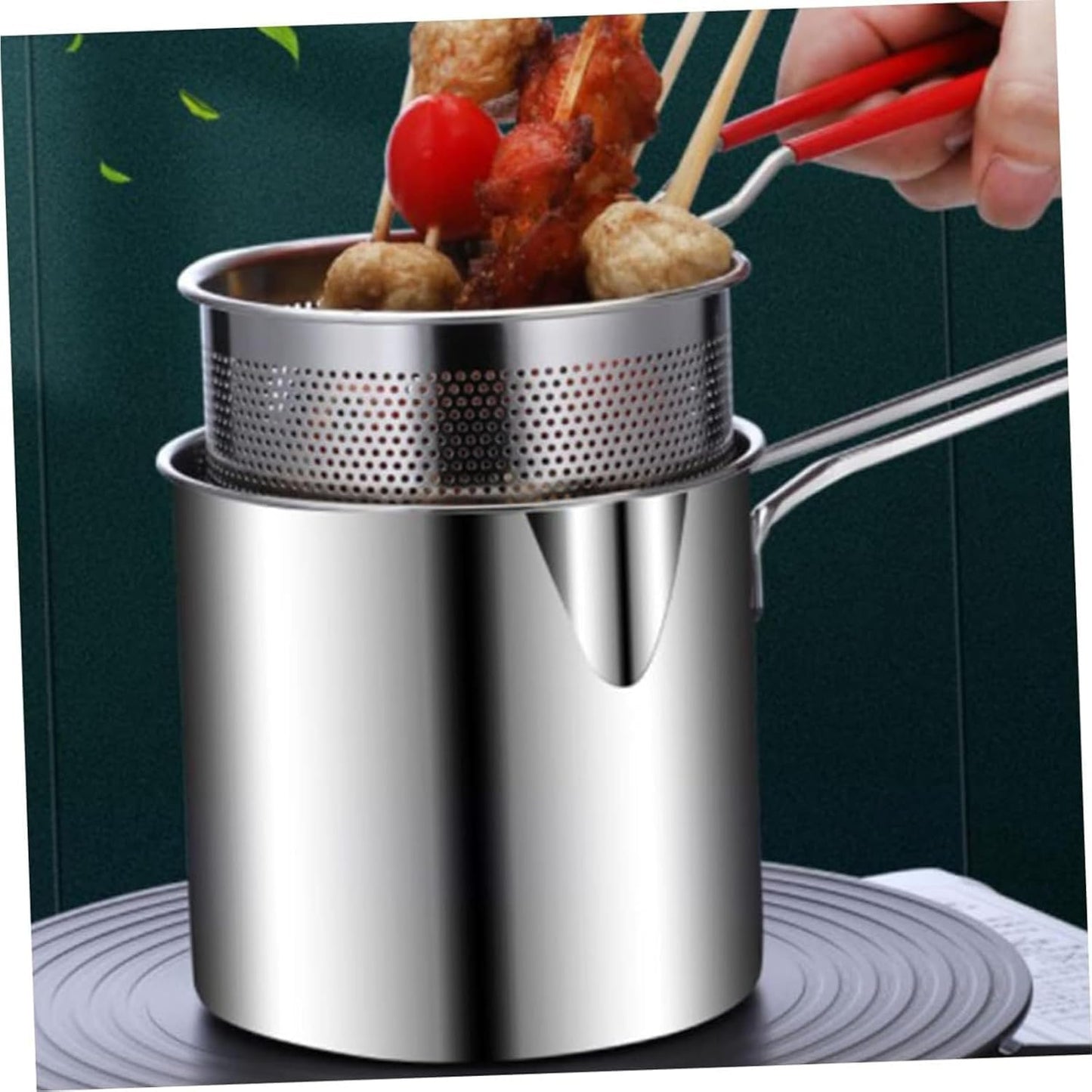RUNTOO MU Stainless Steel Deep Frying Basket for Kitchen Cooking Pot Mesh DEMO