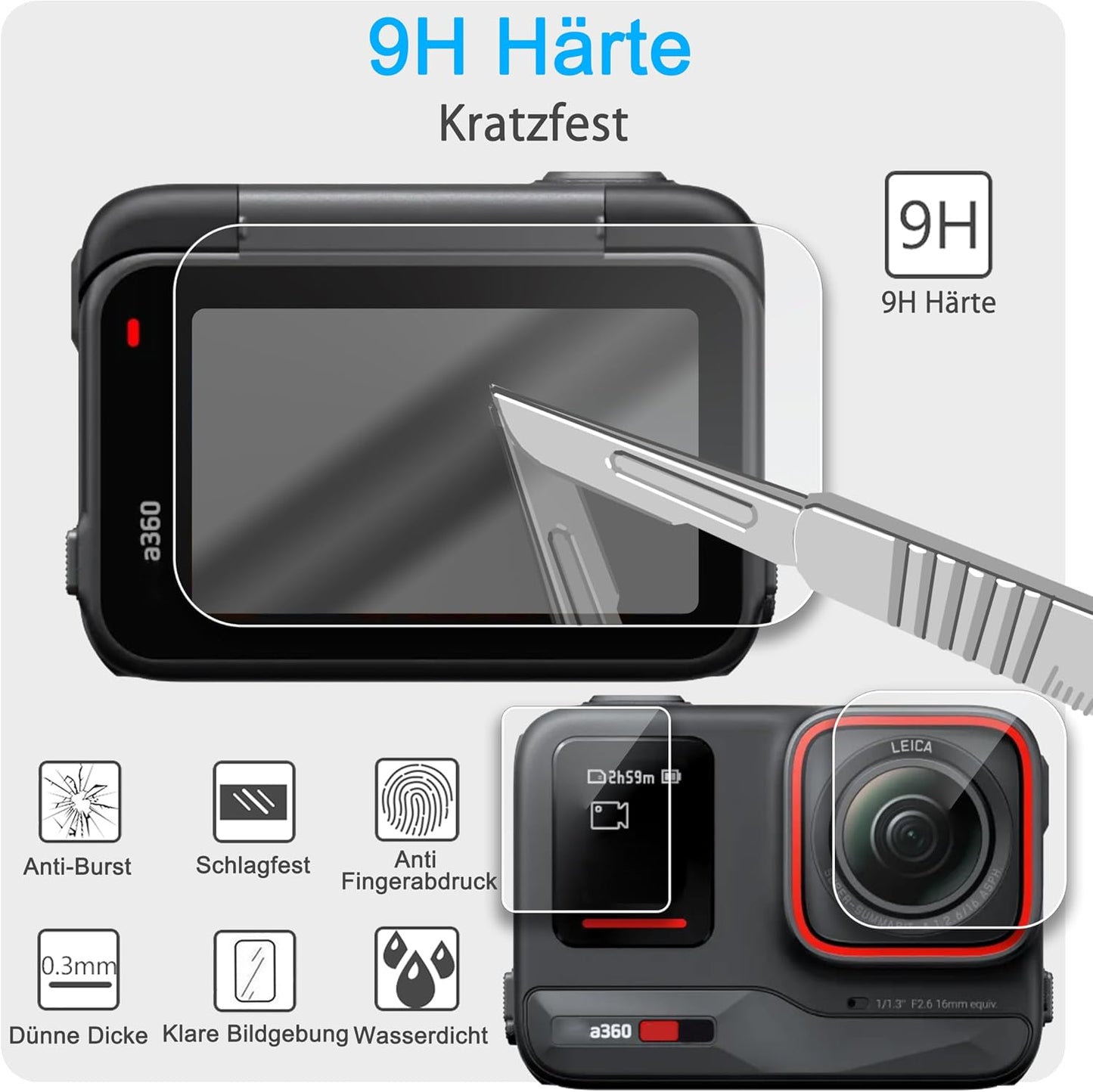 FiTSTILL Tempered Glass Screen Protector for INSTA 360 Ace Pro Camera NEW