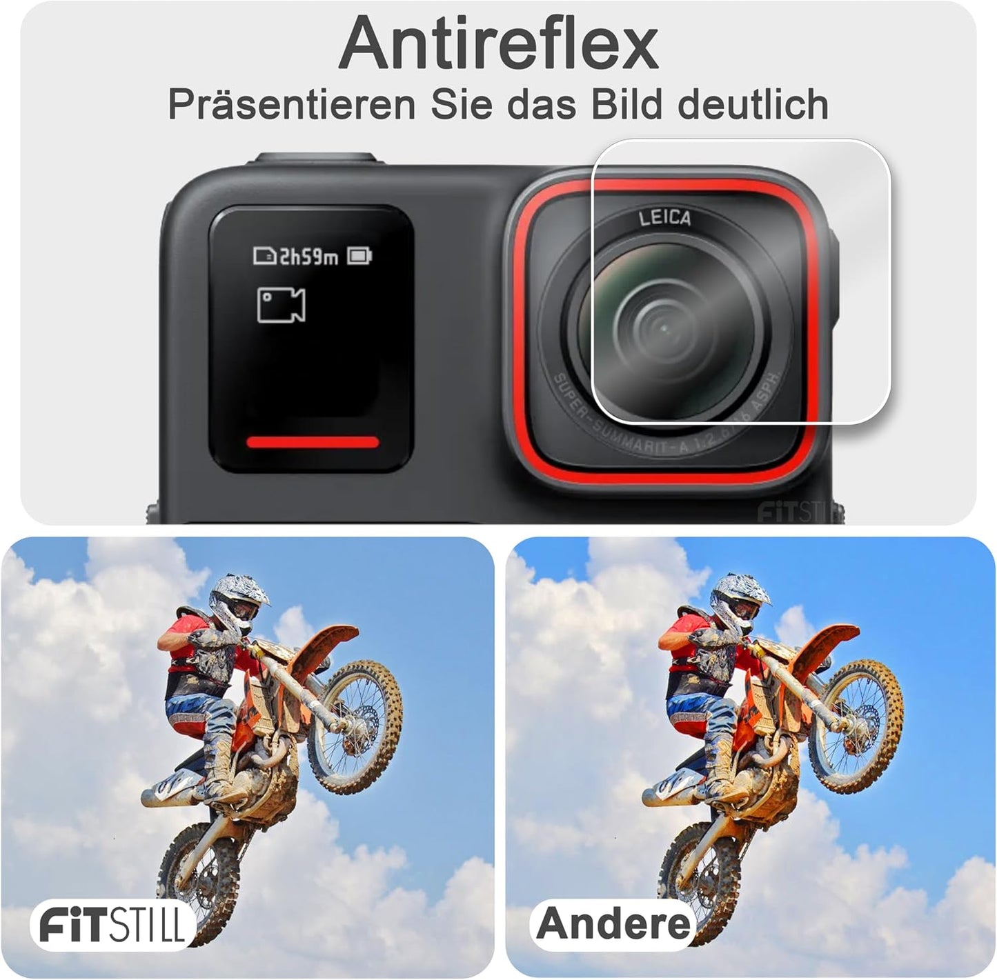 FiTSTILL Tempered Glass Screen Protector for INSTA 360 Ace Pro Camera NEW