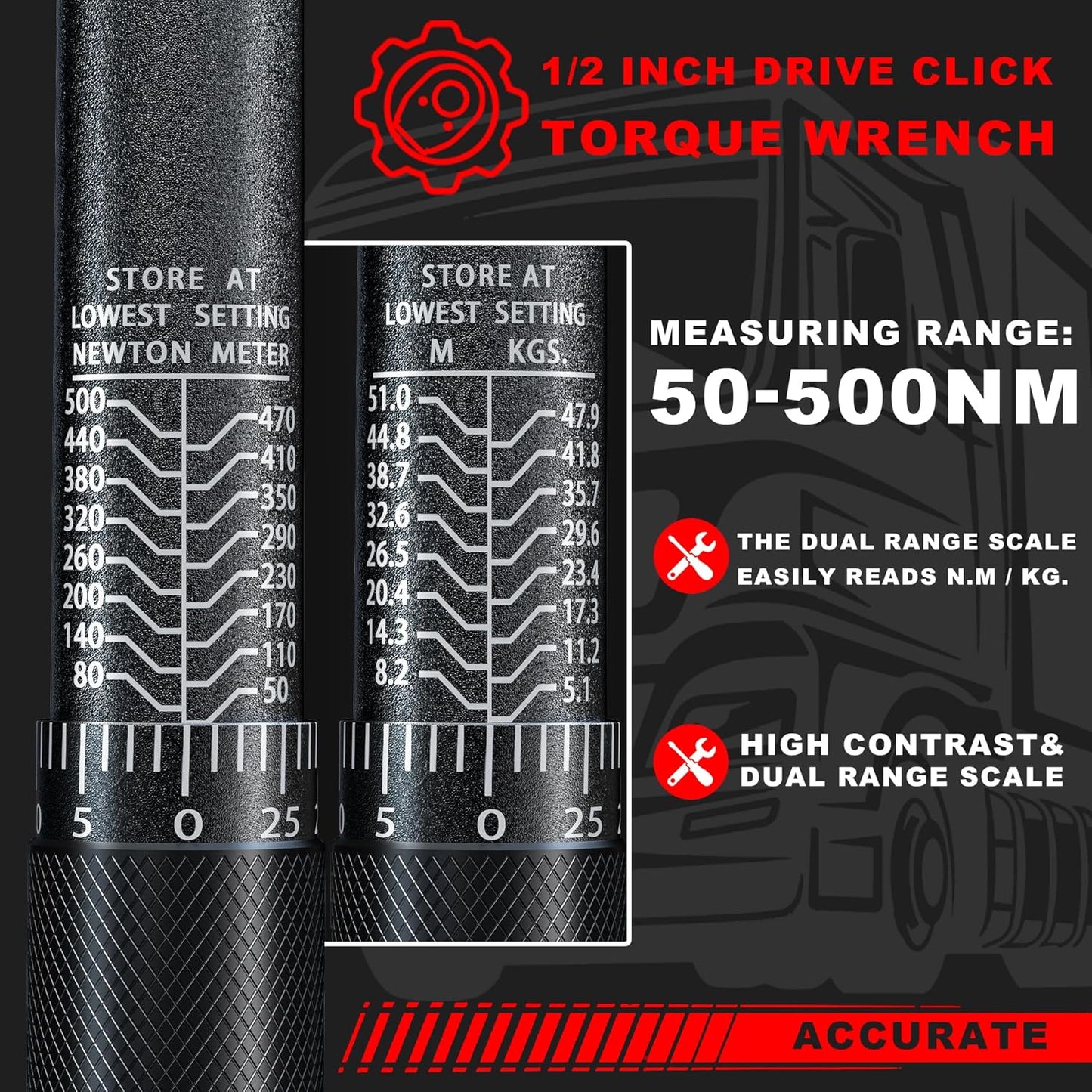 Aiourx 3/4" Drive Click Torque Wrench 50-500 Nm Automotive Maintenance DEMO
