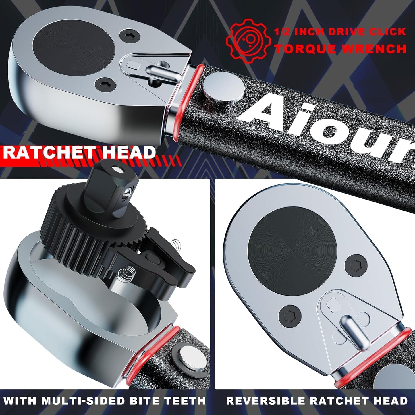 Aiourx 3/4" Drive Click Torque Wrench 50-500 Nm Automotive Maintenance DEMO
