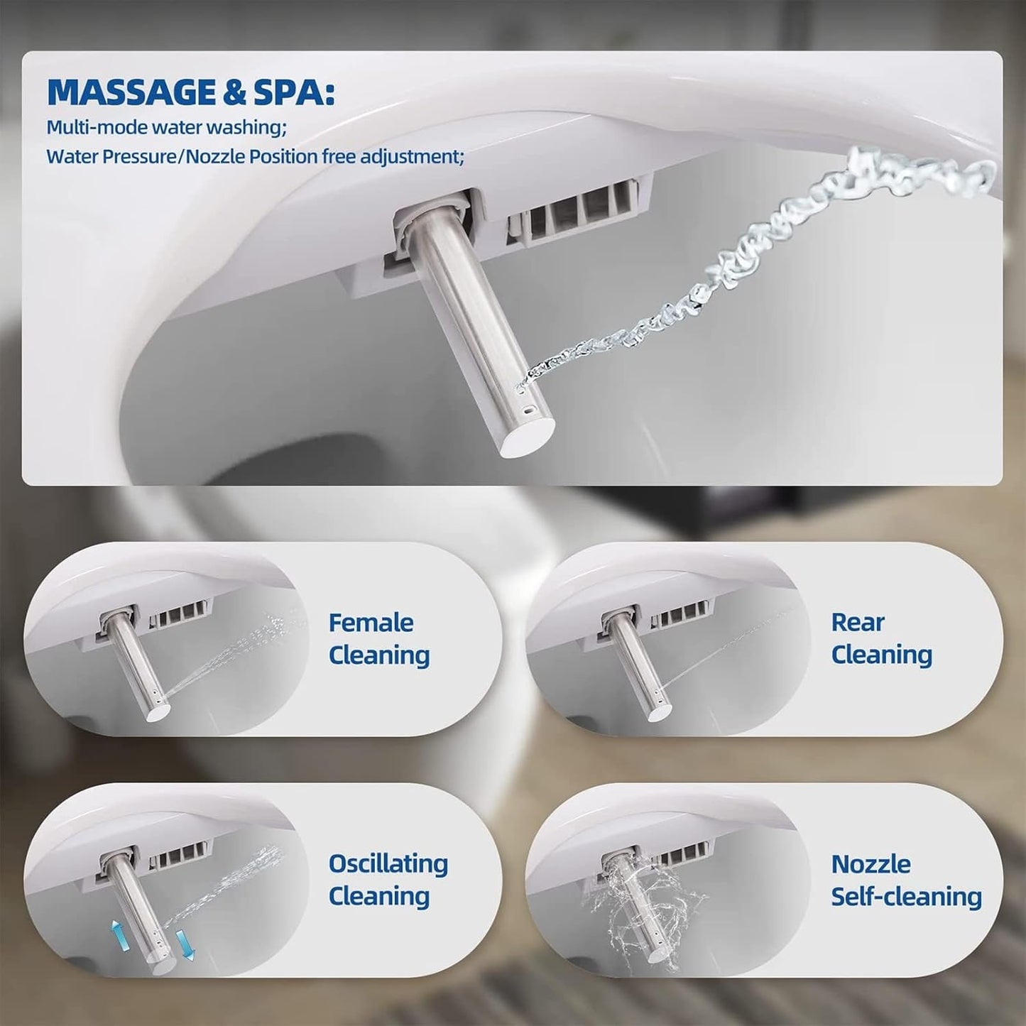 WOOYOOTE Smart Electric Bidet Seat Toilet with Warm Water Heated Cleaning for