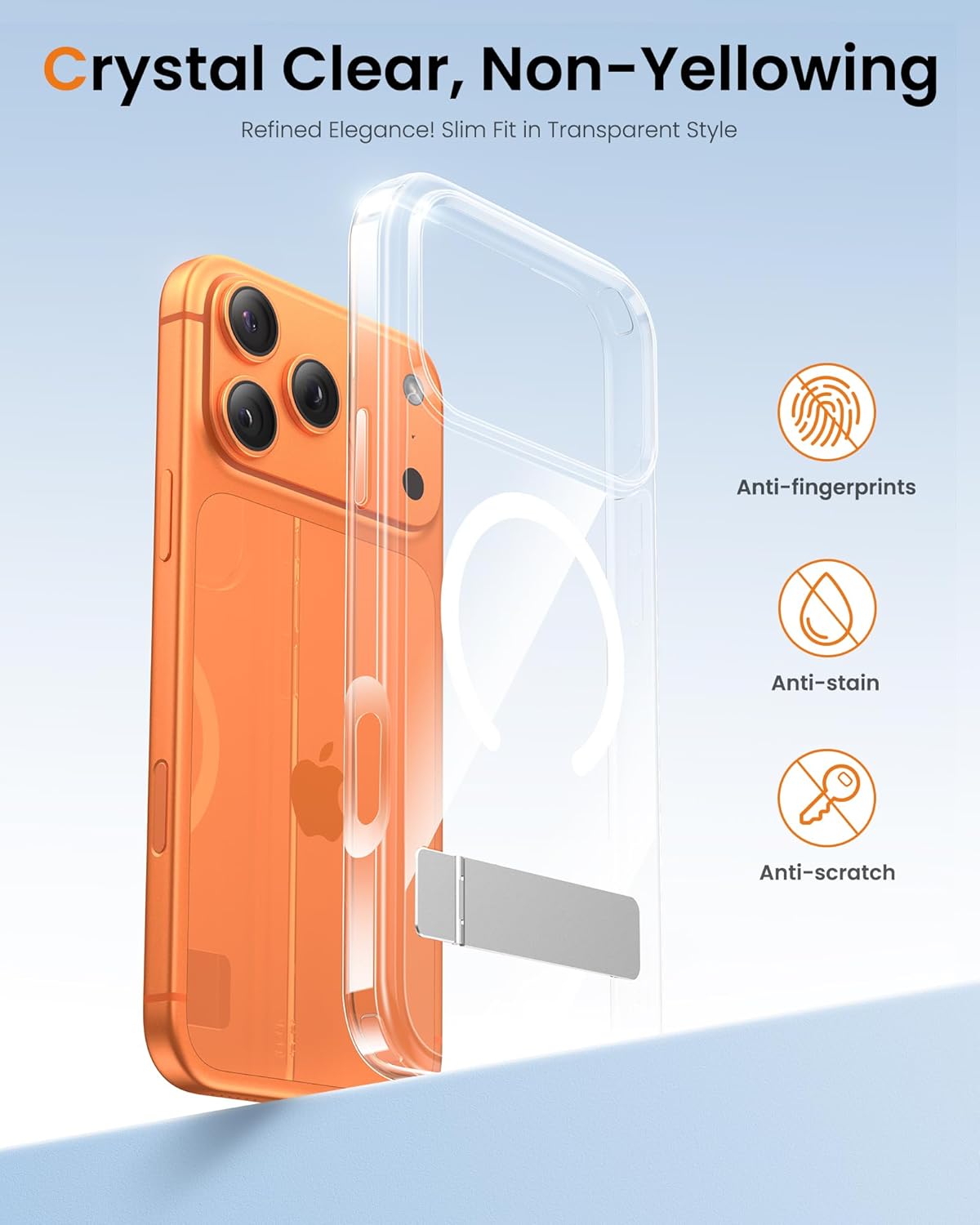 SIXBOX Clear Basic Cases Magnetic Phone Case with Stand for iPhone 17 Pro DEMO