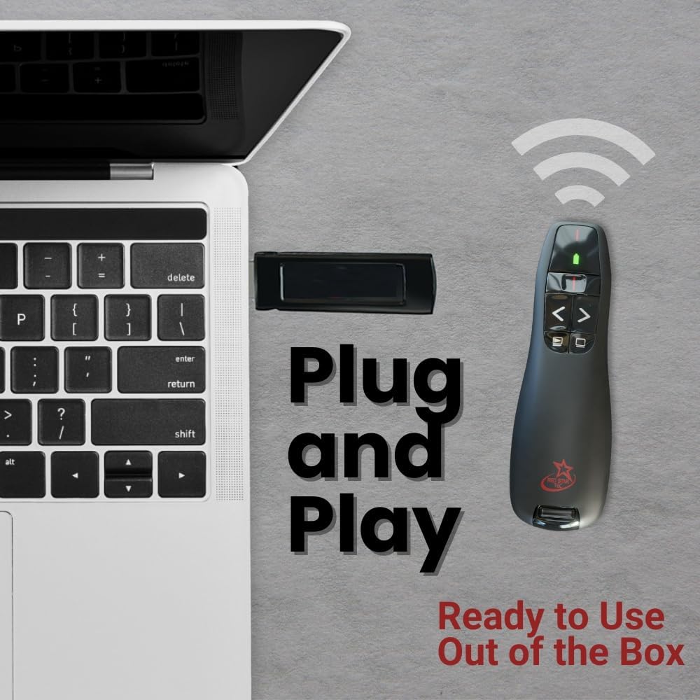 Red Star Tec Wireless Presentation Remote Clicker, Black, 1 Pack, for DEMO
