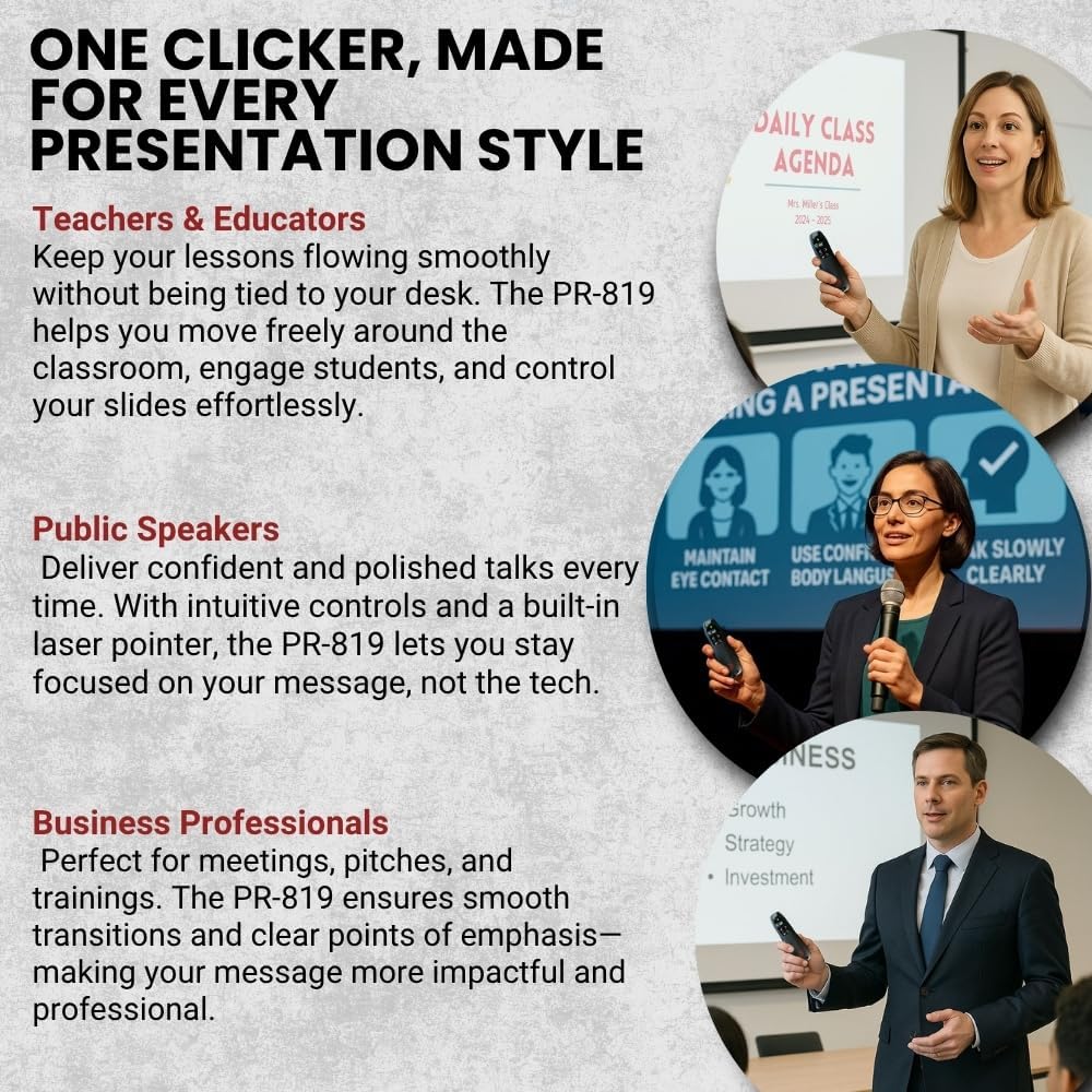 Red Star Tec Wireless Presentation Remote Clicker, Black, 1 Pack, for DEMO