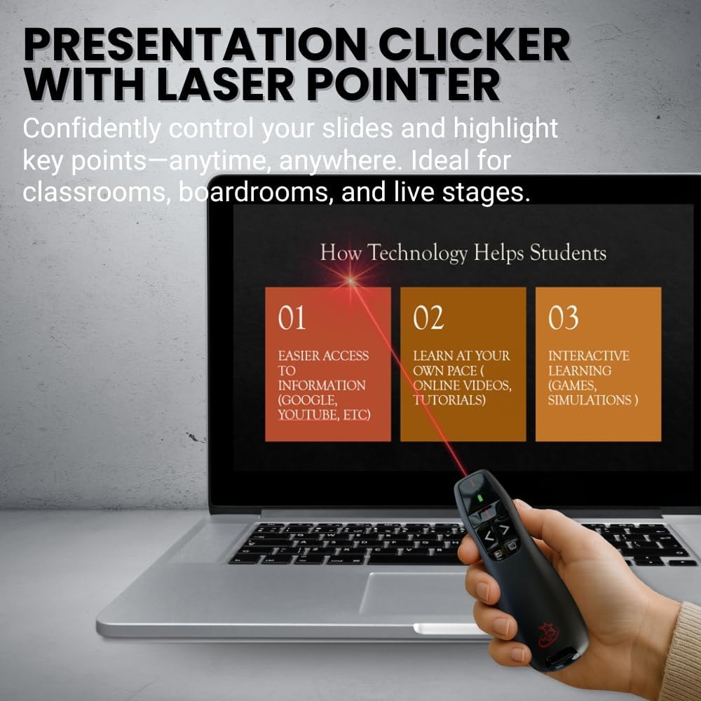 Red Star Tec Wireless Presentation Remote Clicker, Black, 1 Pack, for DEMO